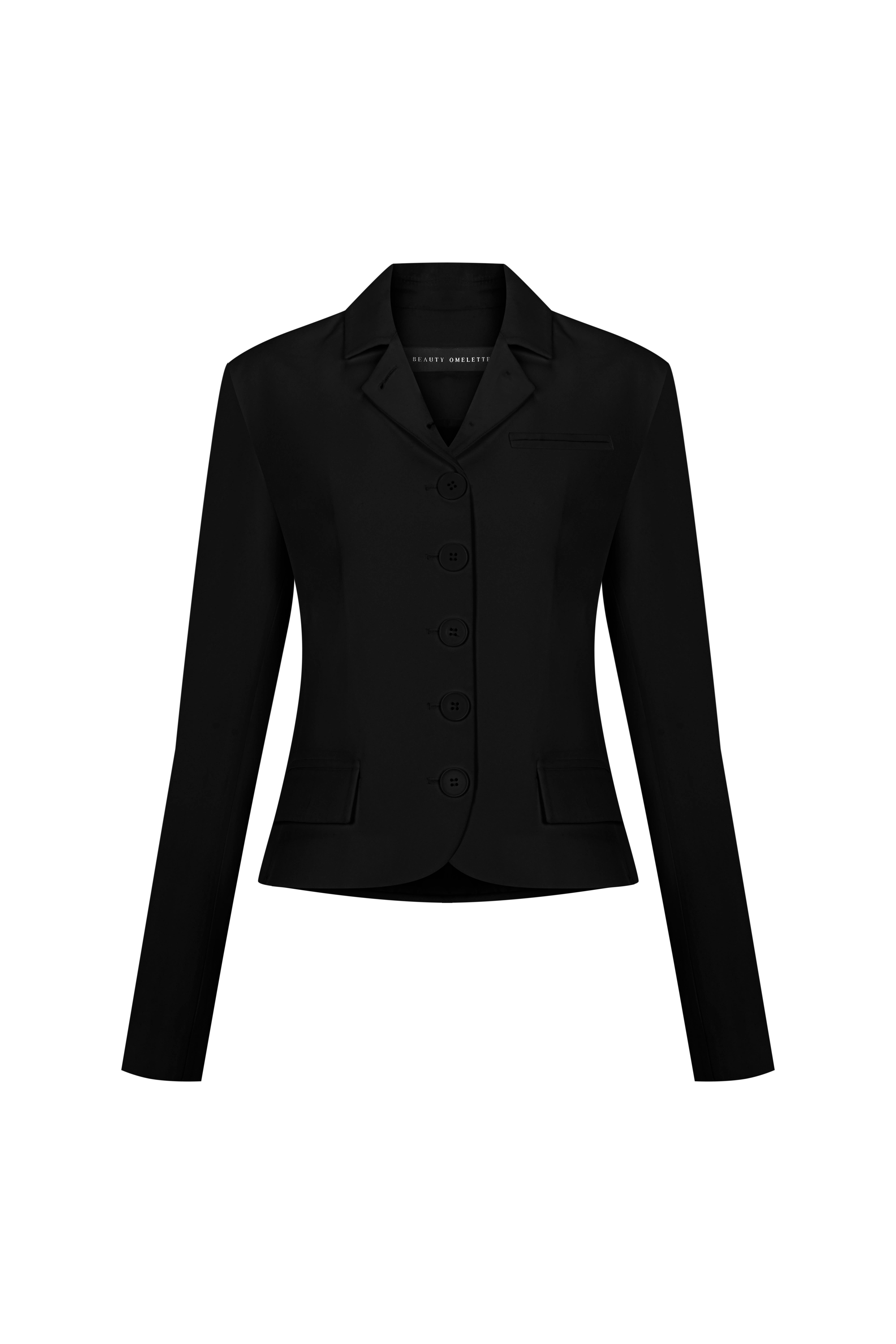 Siyah Bele Oturan Kısa Krep Ceket