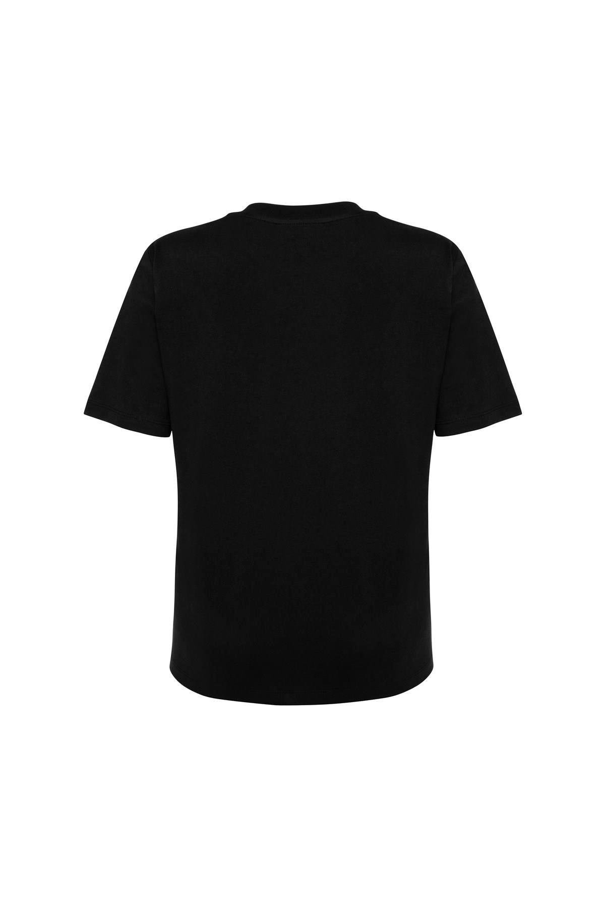 Siyah Bisiklet Yaka Kısa Kol Basic Tshirt