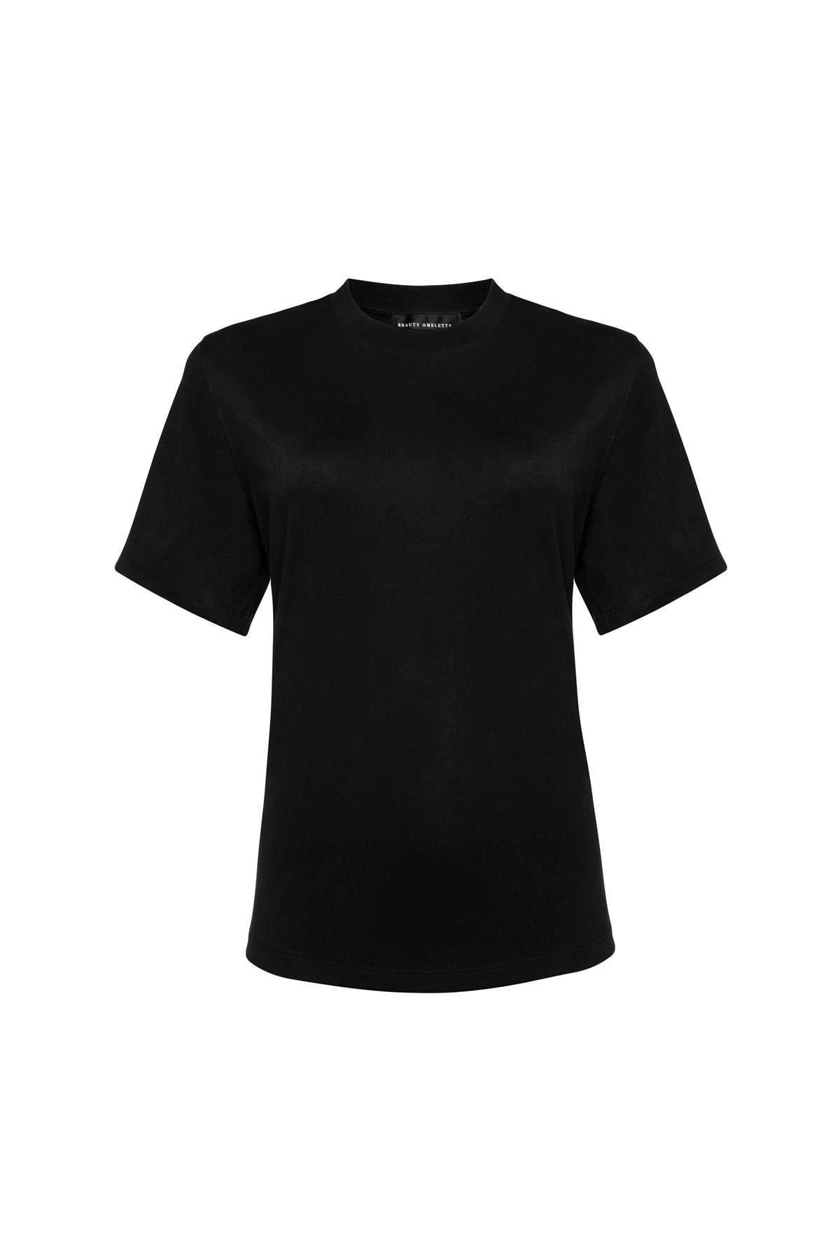 Siyah Bisiklet Yaka Kısa Kol Basic Tshirt