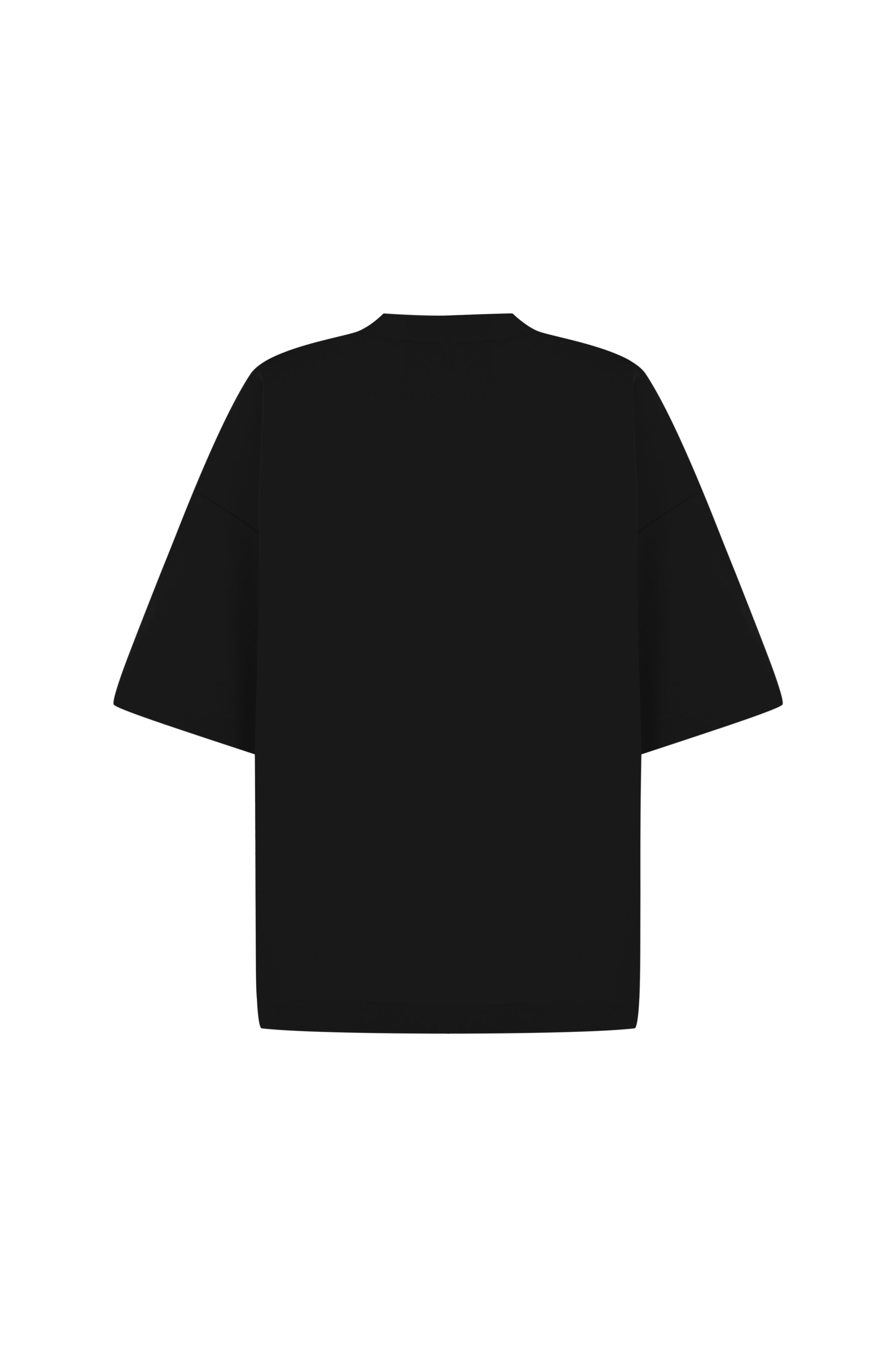 Siyah Bisiklet Yaka Oversize Tshirt