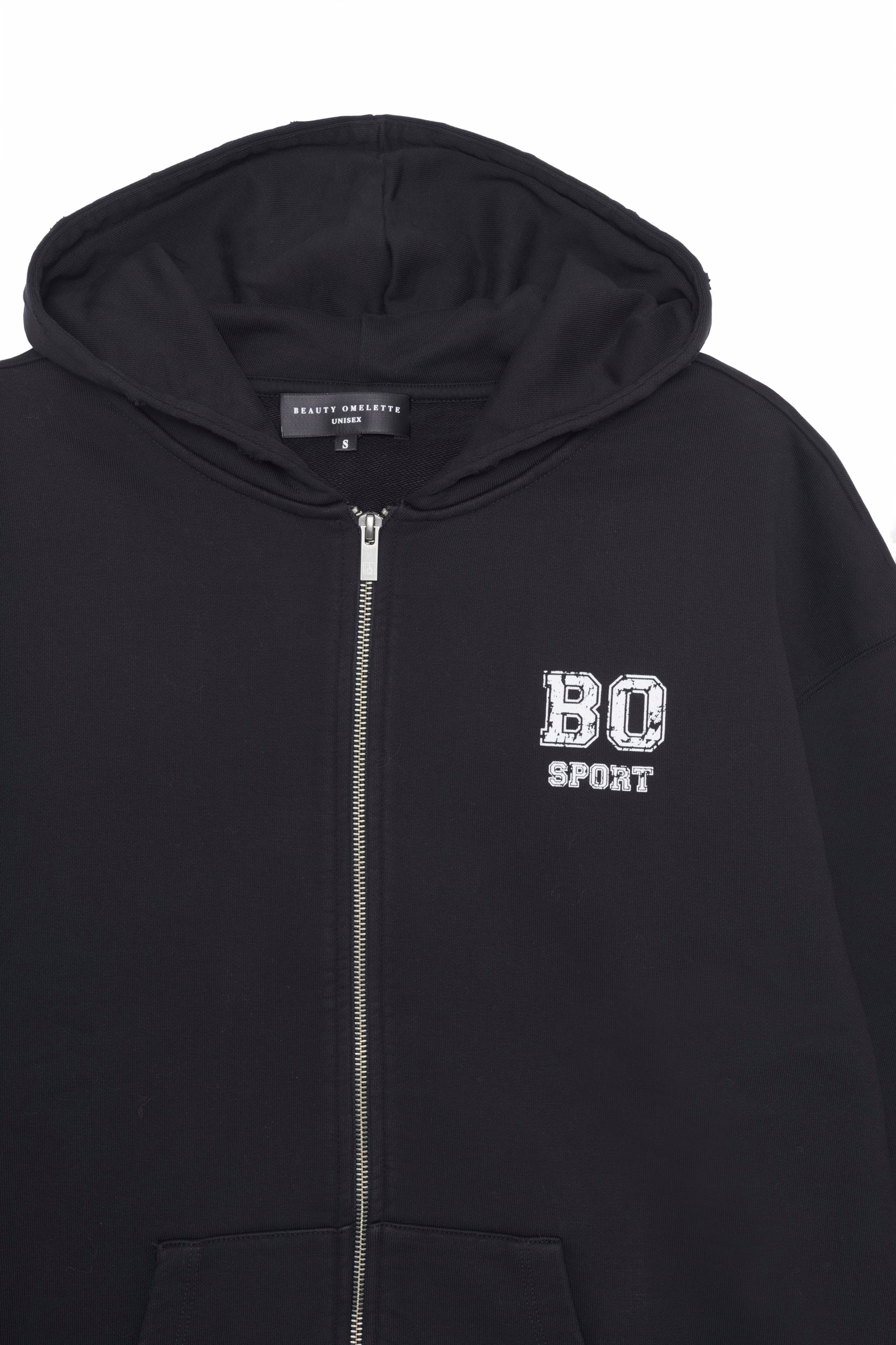 Siyah BO Sports Zip Up Hoodie