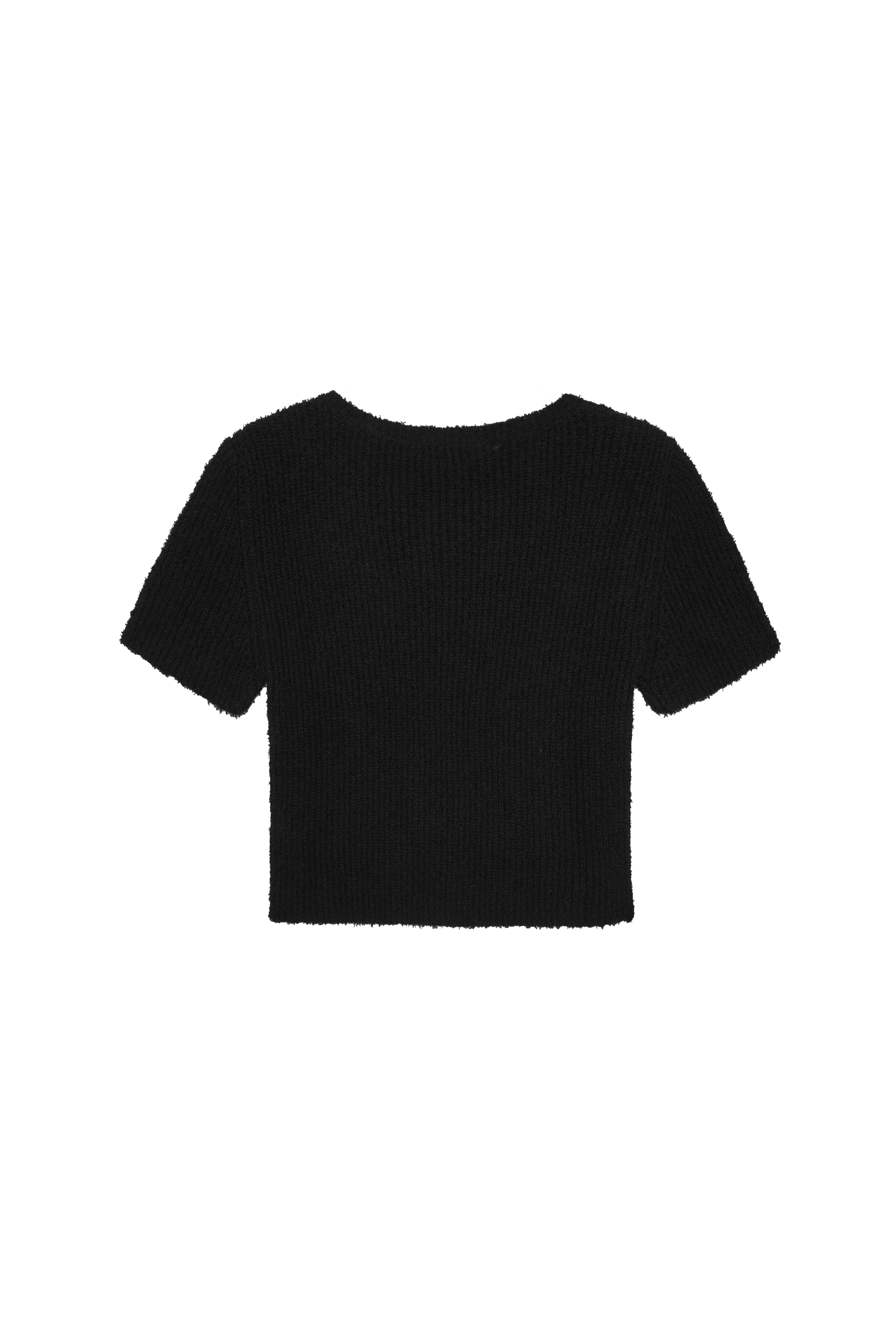 Siyah Buklet Kısa Kol Kazak