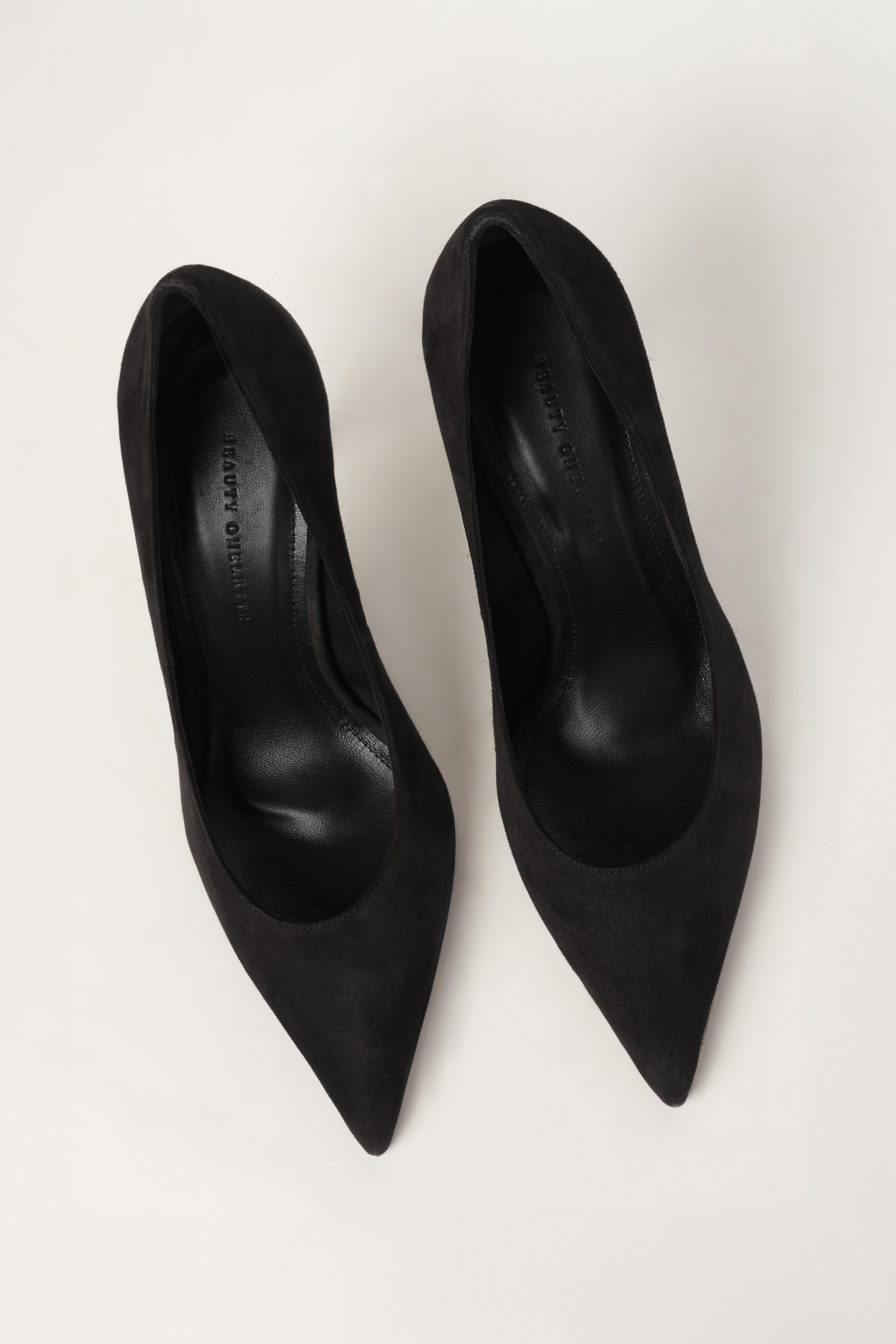 Siyah Carrie Kısa Topuklu Süet Stiletto