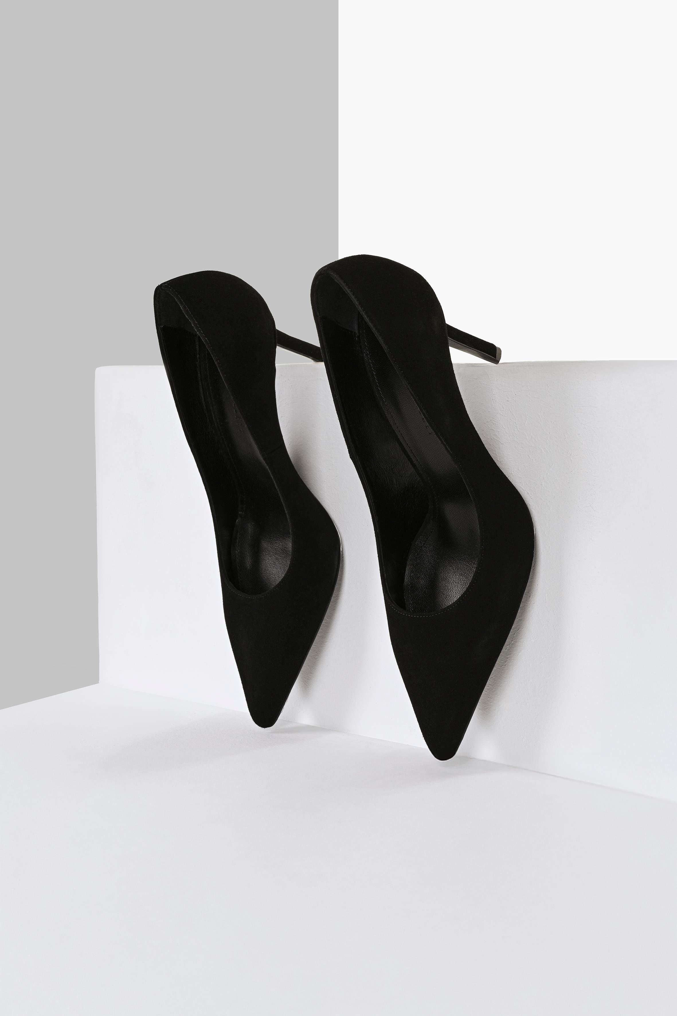 Siyah Carrie Kısa Topuklu Süet Stiletto