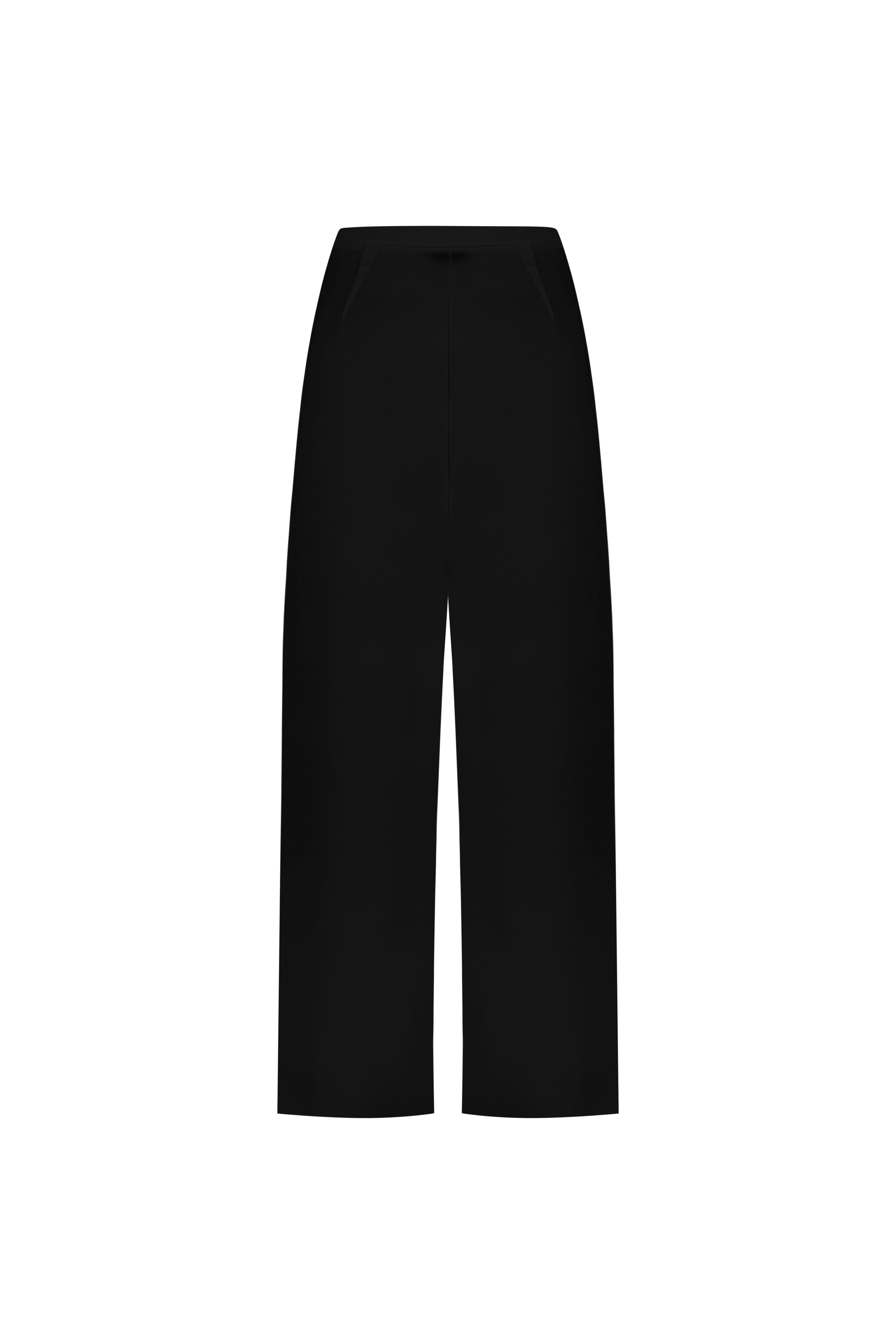 Siyah Çift Pileli Krep Bol Pantolon