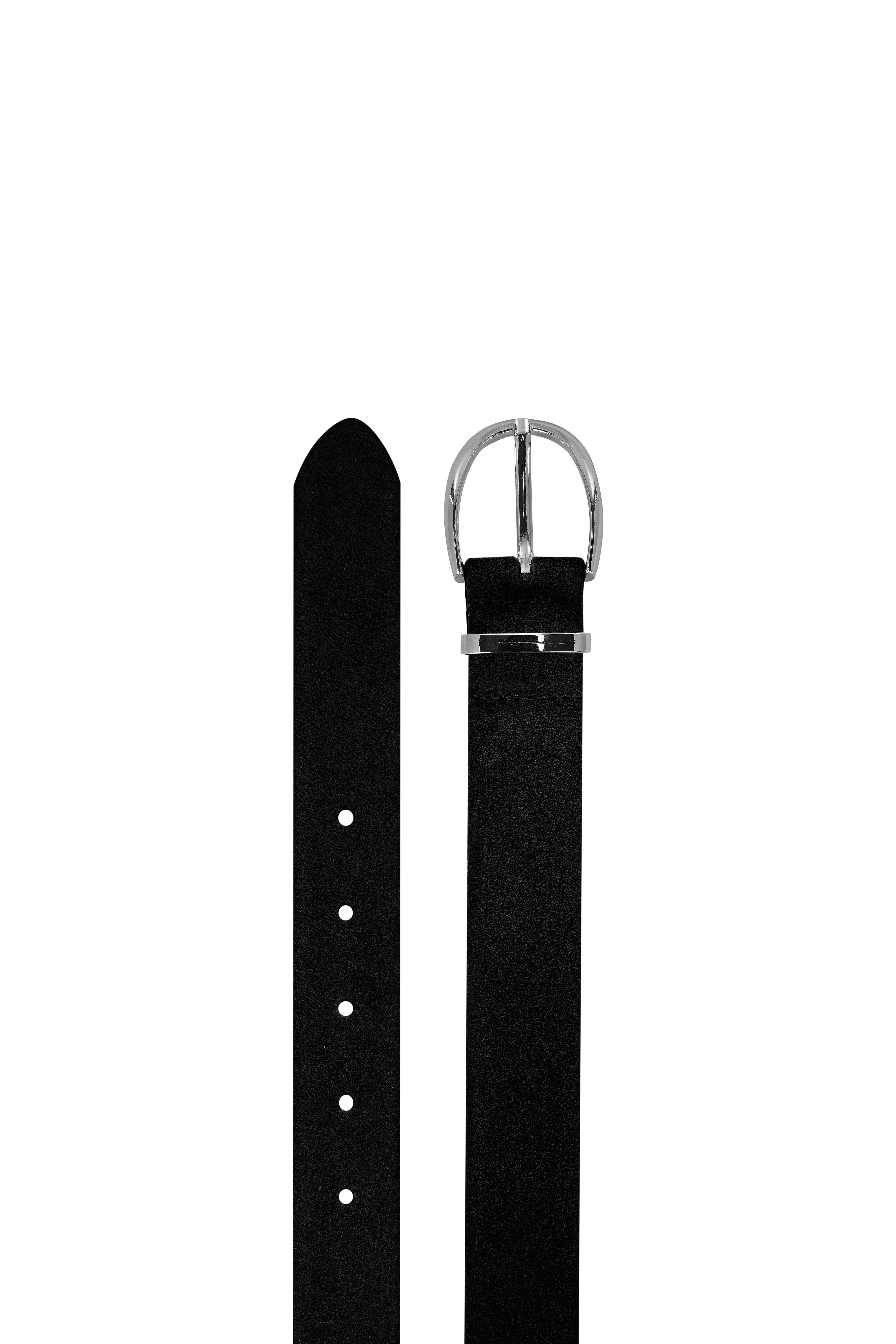 Siyah Çift tokalı Süet Kemer