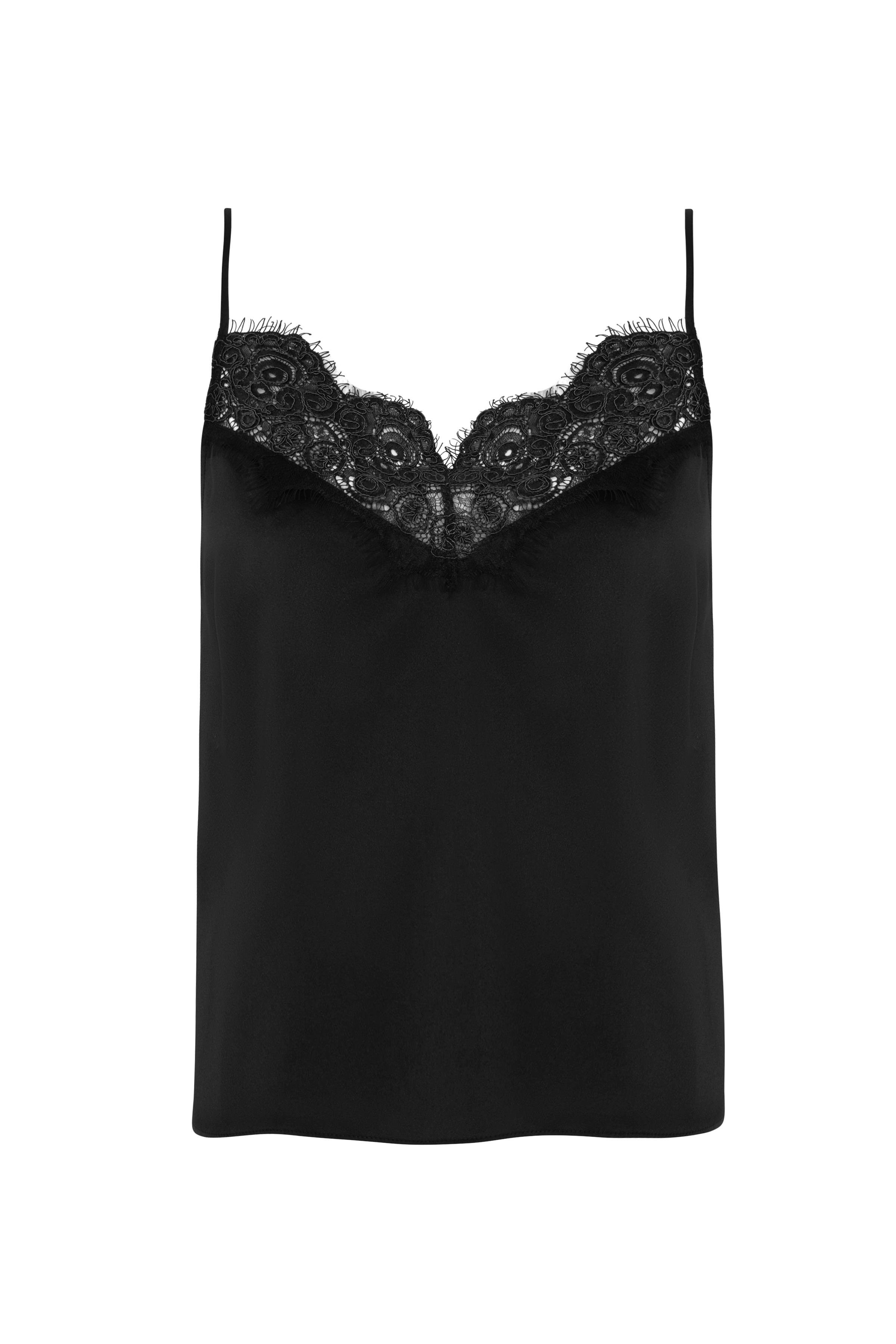 Siyah Dantel Detaylı Kamisol Saten Bluz