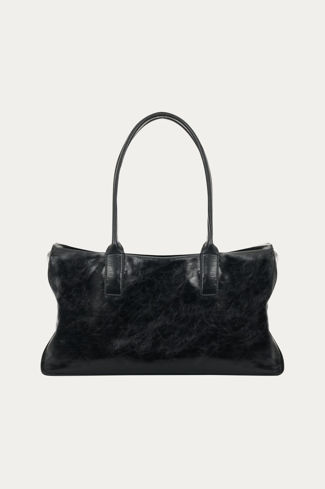 Siyah Deri Raphael Shopping Bag