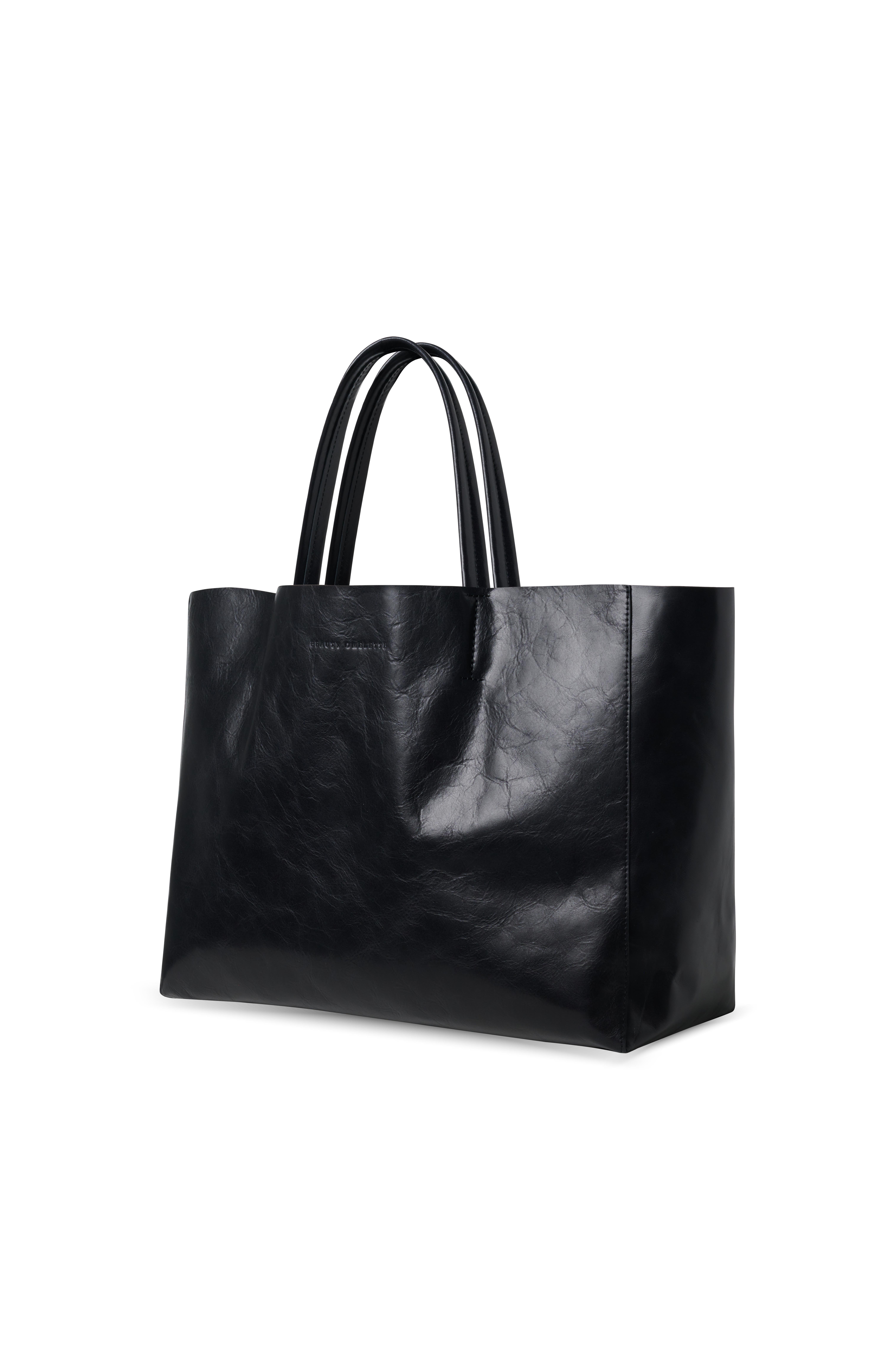 Siyah Deri Shopping Bag