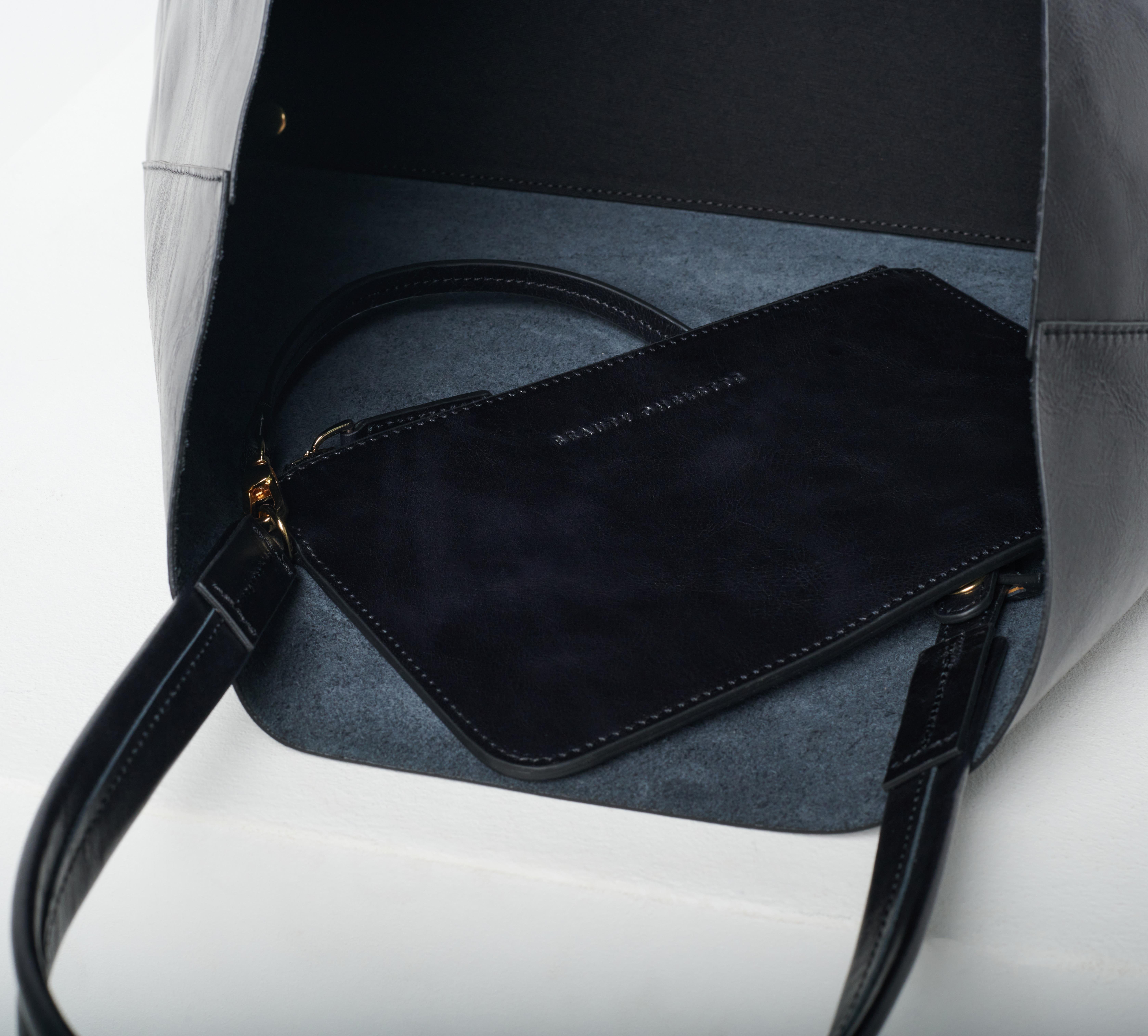 Siyah Deri Shopping Bag
