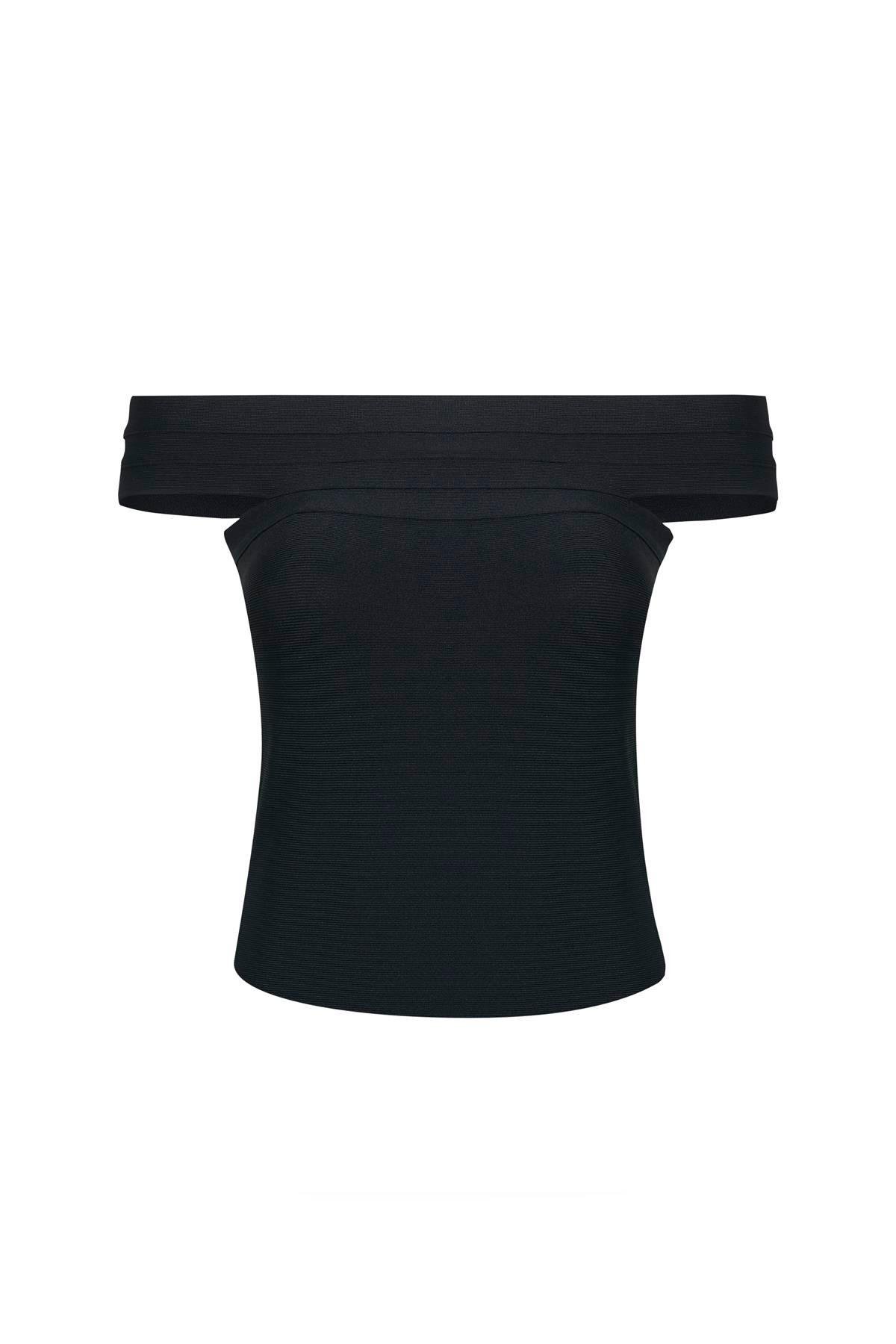Siyah Diana Triko Bluz - Exclusive Collection