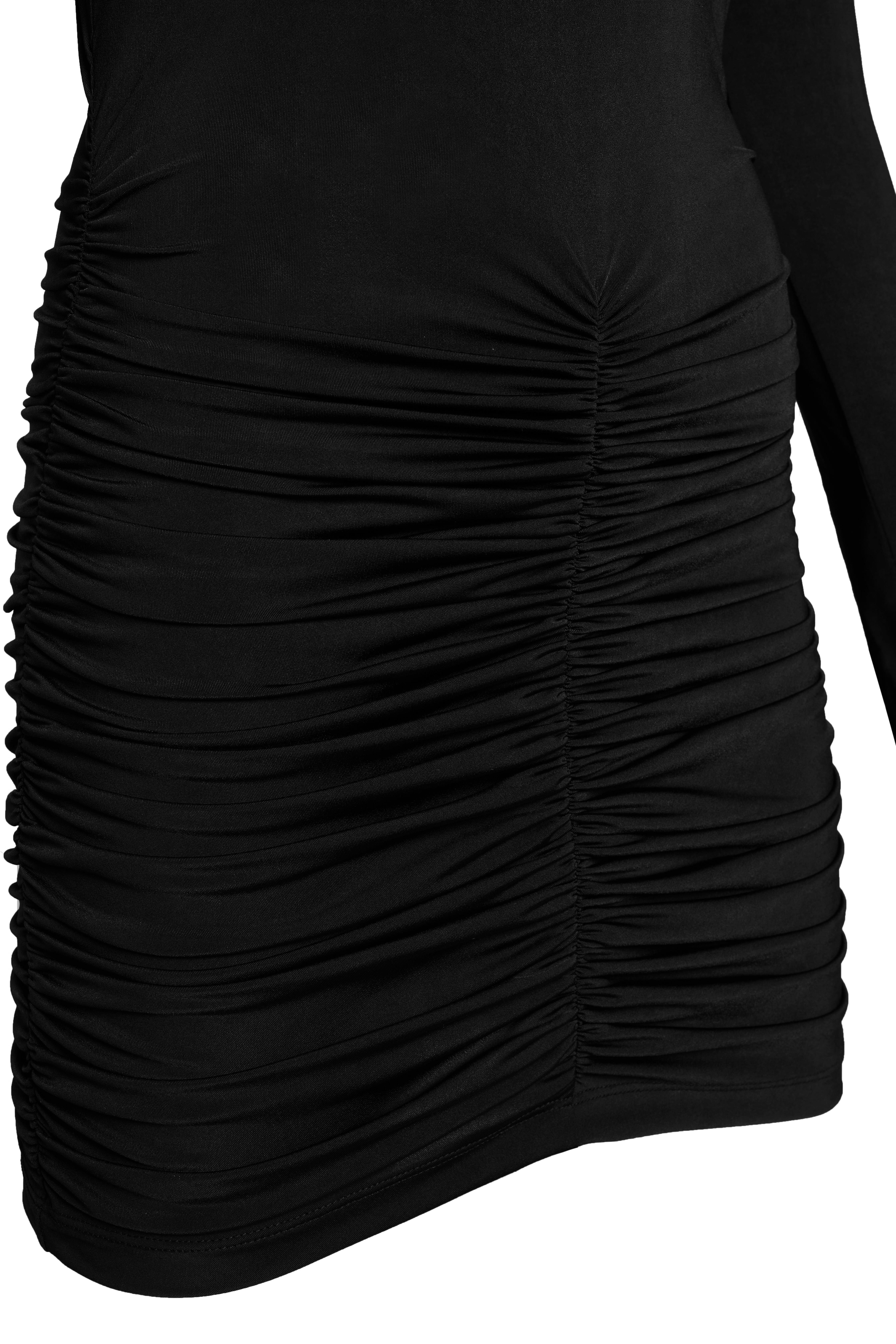 Siyah Drapeli Mini Jarse Elbise - Exclusive Collectıon