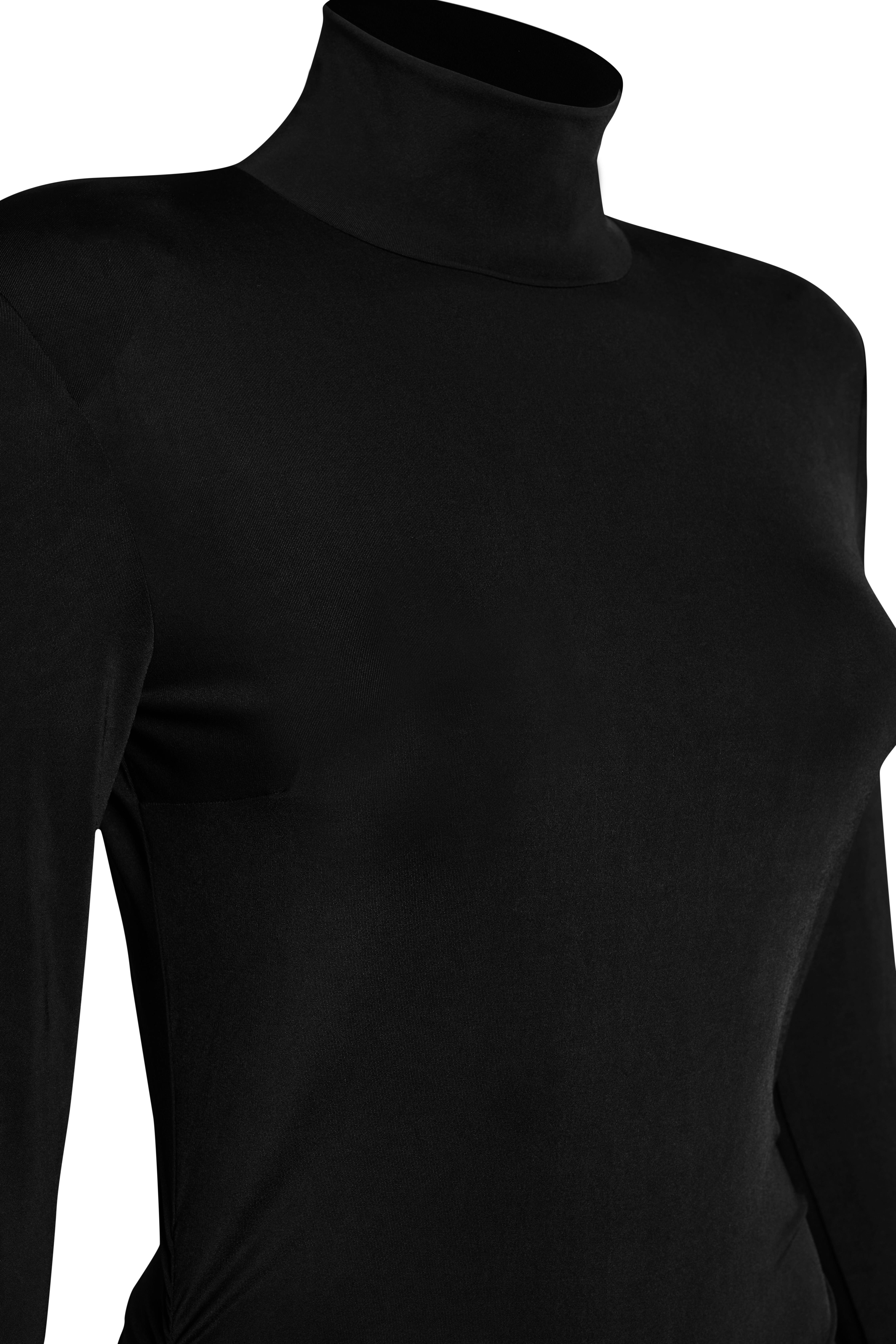Siyah Drapeli Mini Jarse Elbise - Exclusive Collectıon