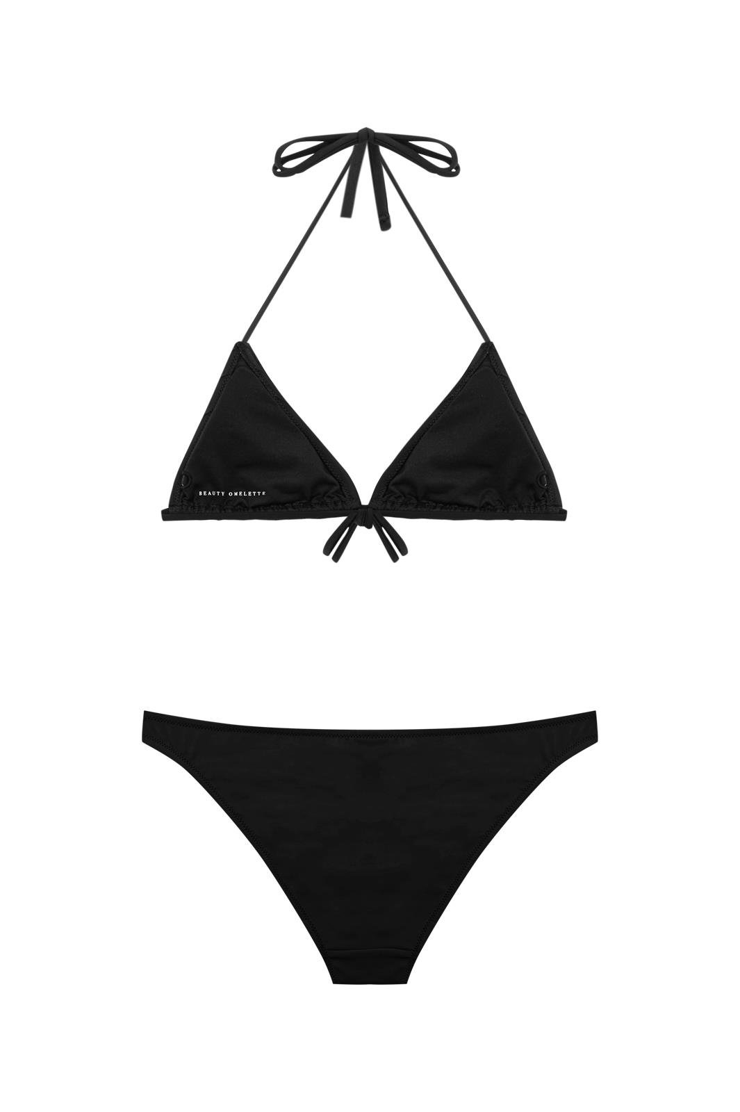 Siyah Drapeli Üçgen Bikini