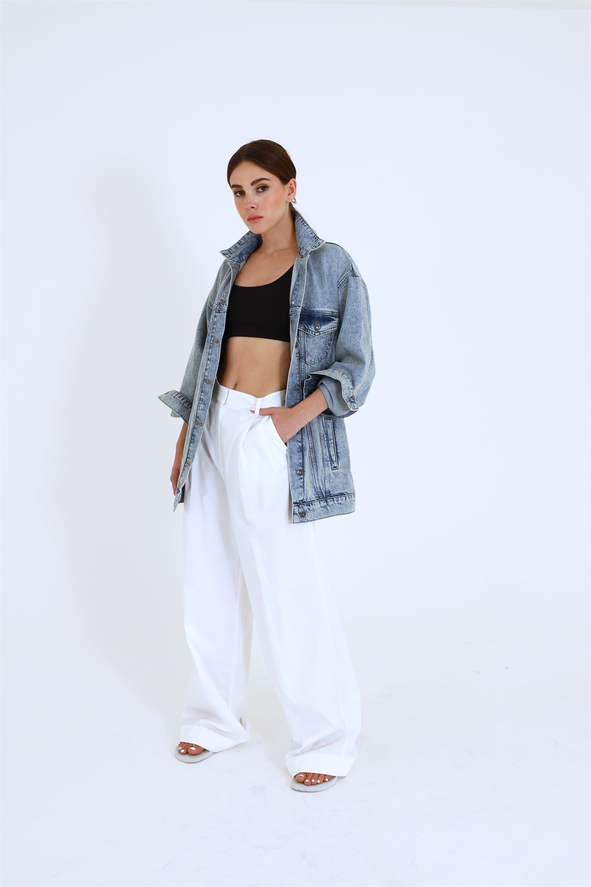 Siyah Duble Paça Full Length Koton Pantolon