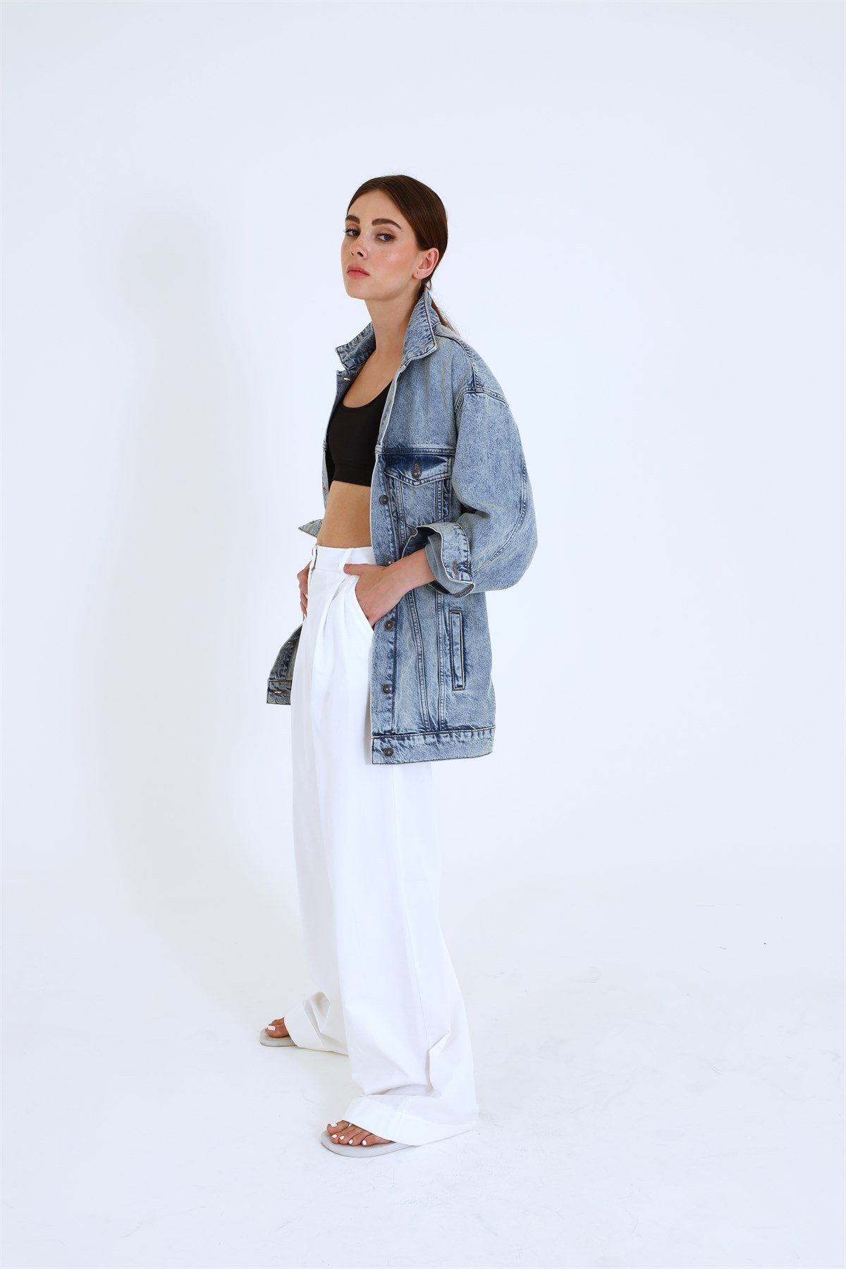 Siyah Duble Paça Full Length Koton Pantolon