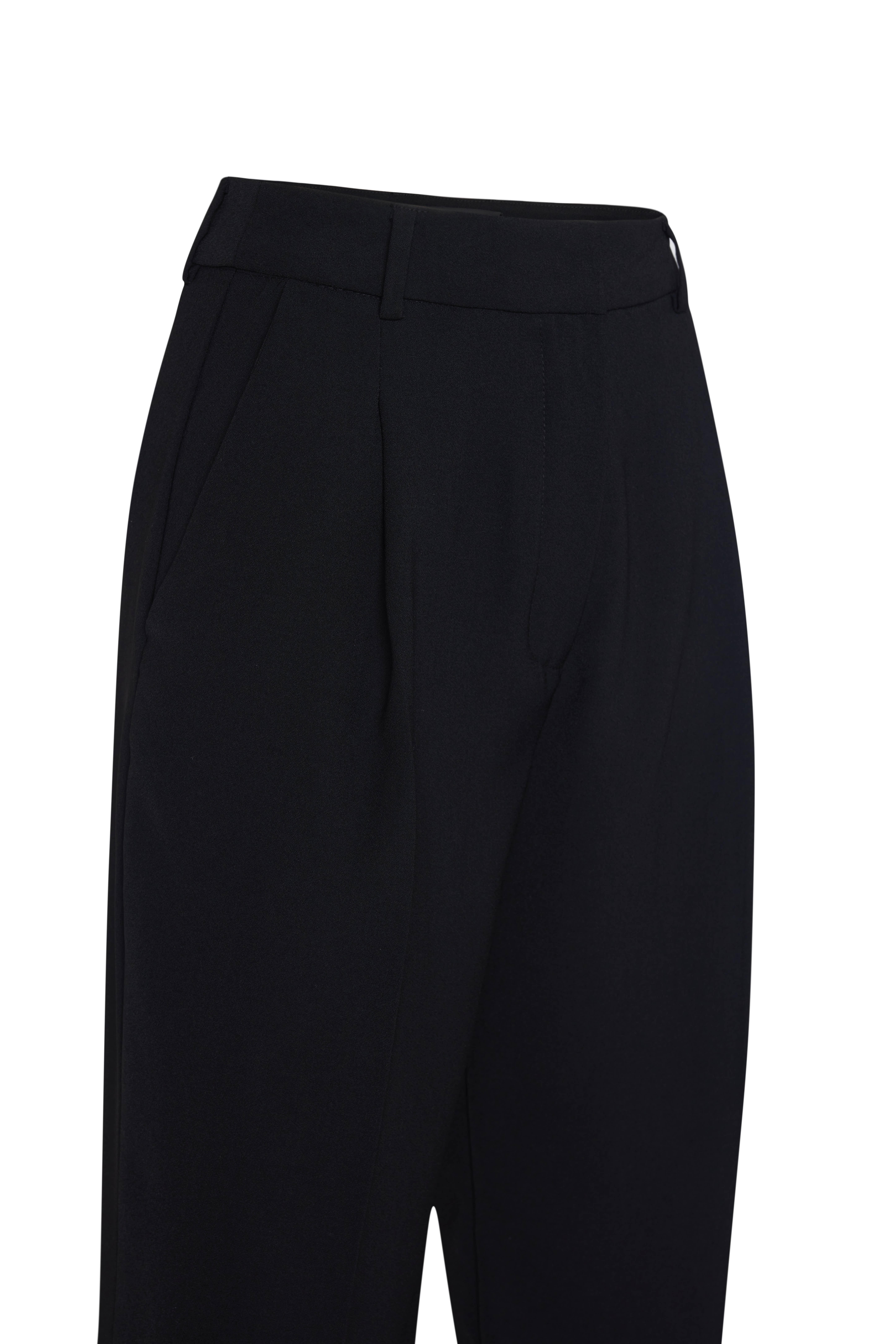 Siyah Duble Paça Krep Bol Pantolon