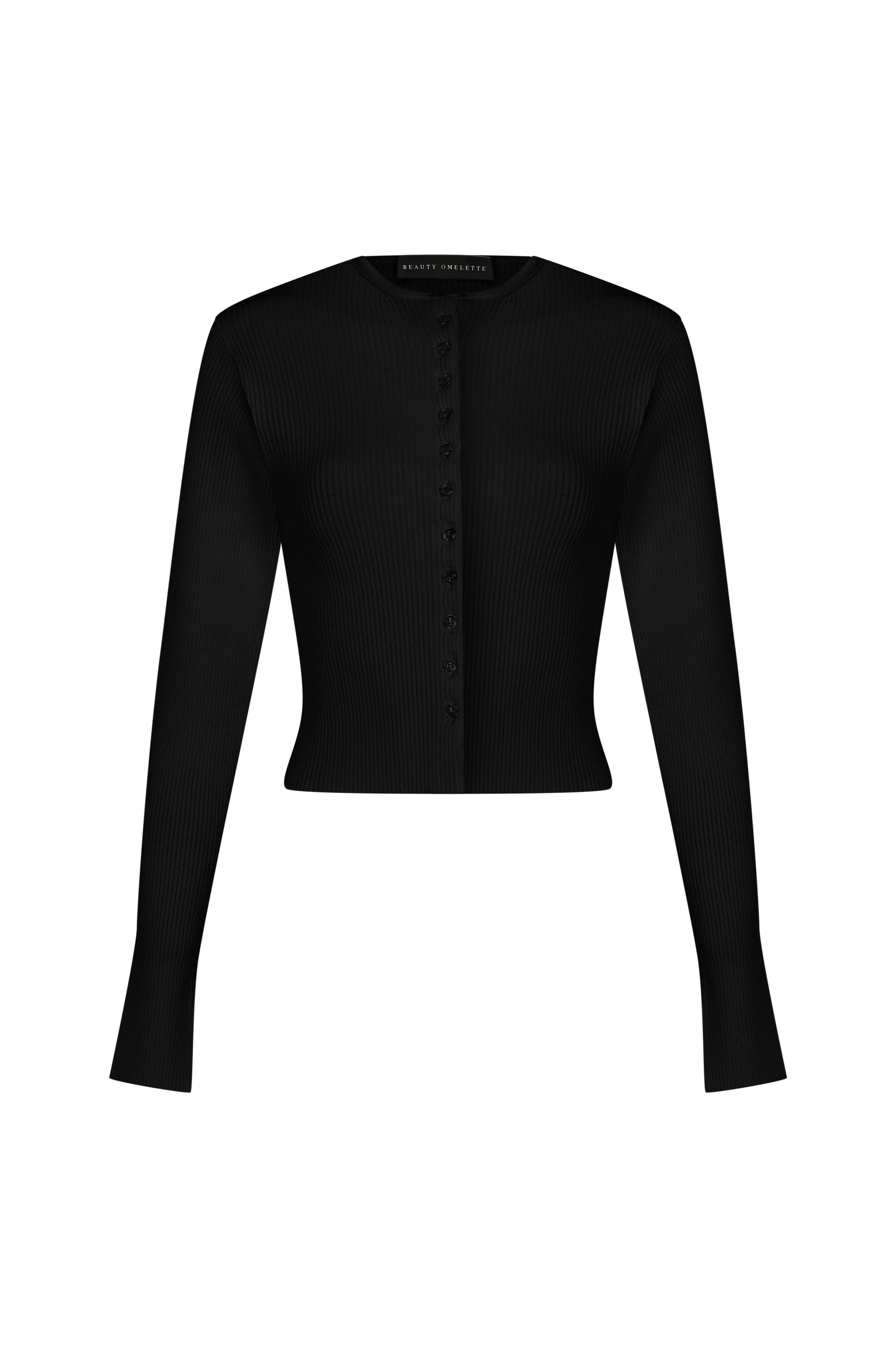 Siyah Düğmeli Fitted Triko Hırka