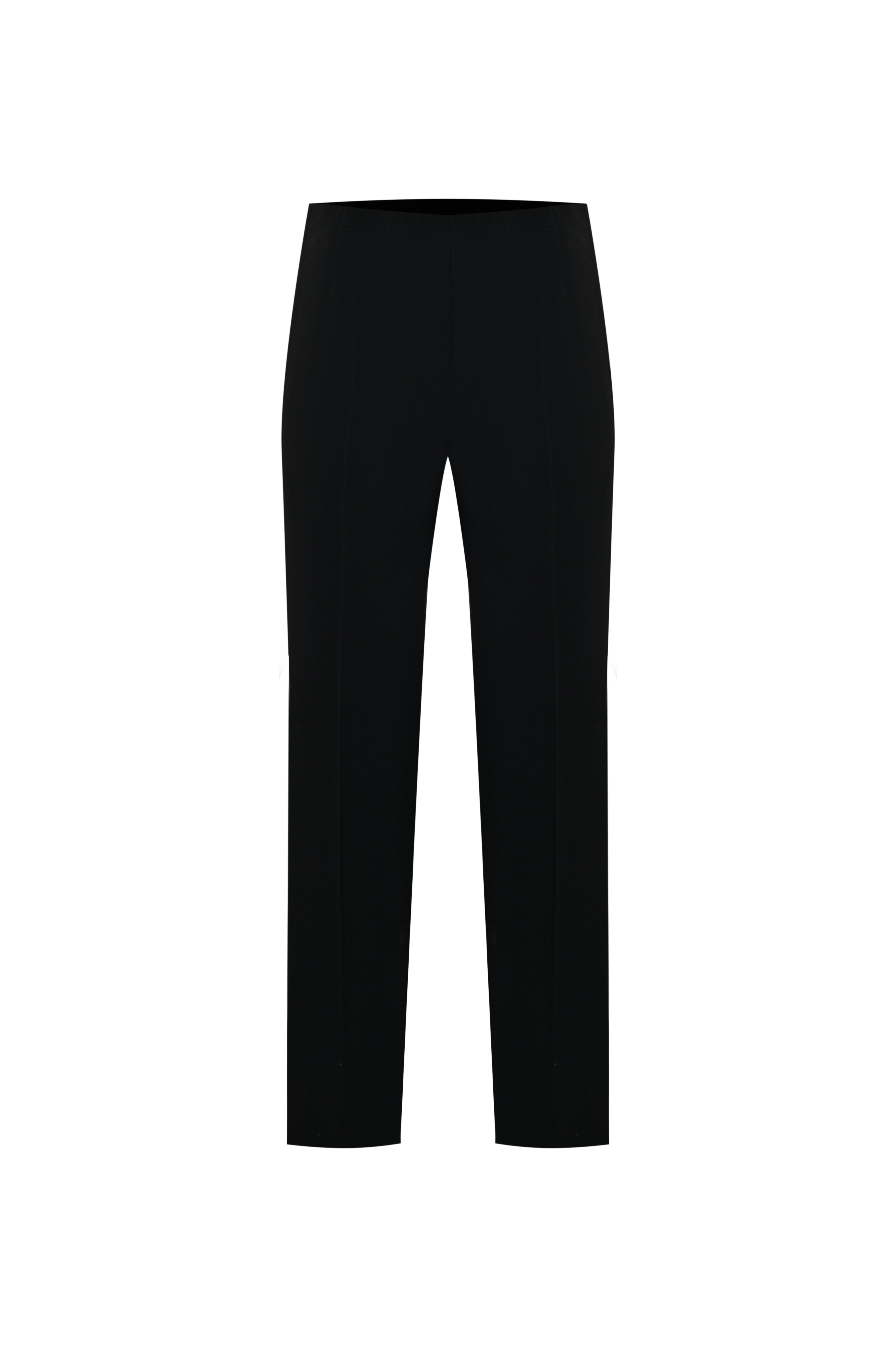 Siyah Düz Kesim Crop Pantolon