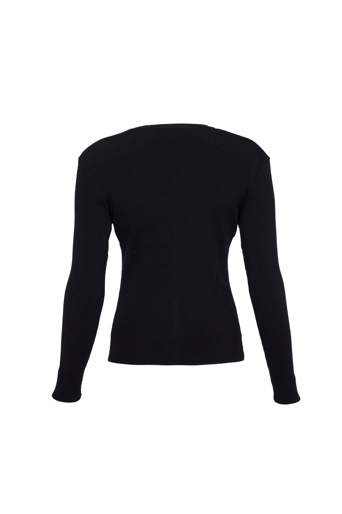 Siyah Fitted Ribli V Yaka Hırka