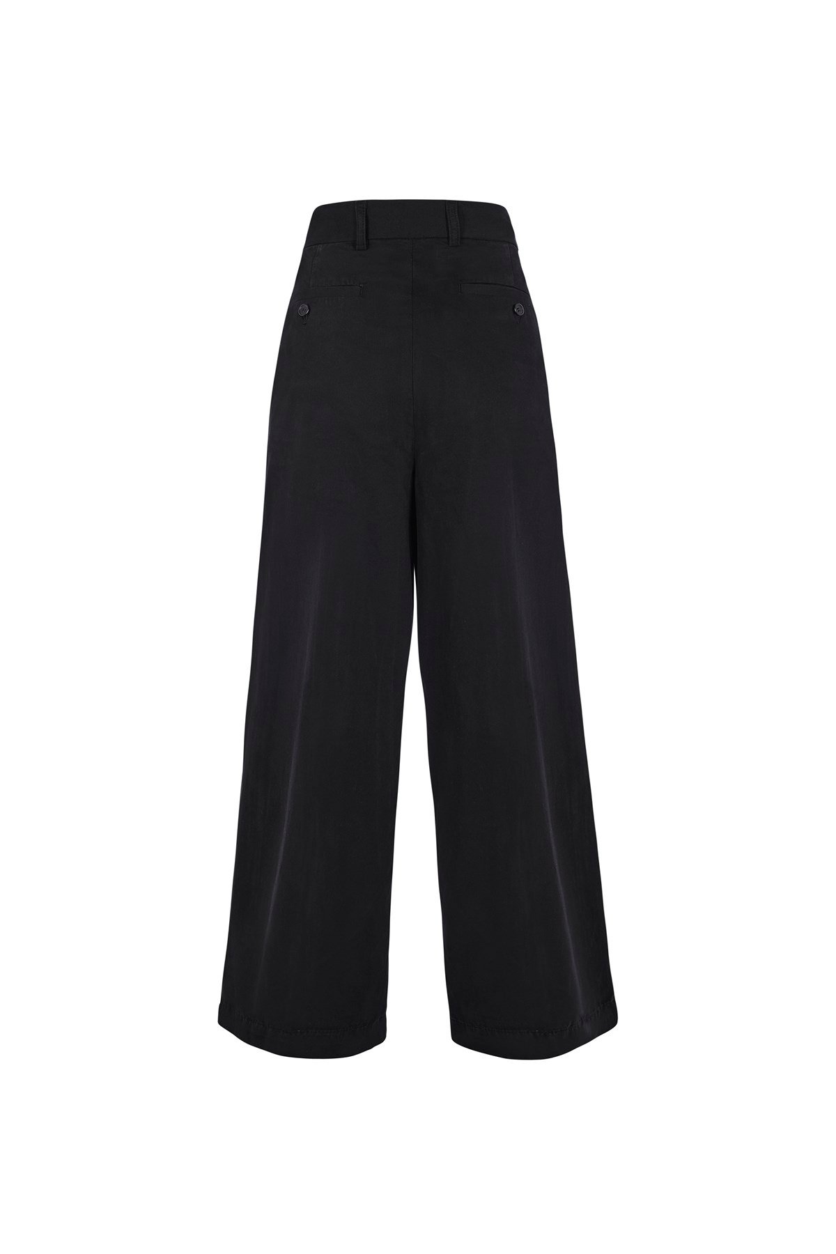 Siyah Gabardin Bol Paça Pantolon 