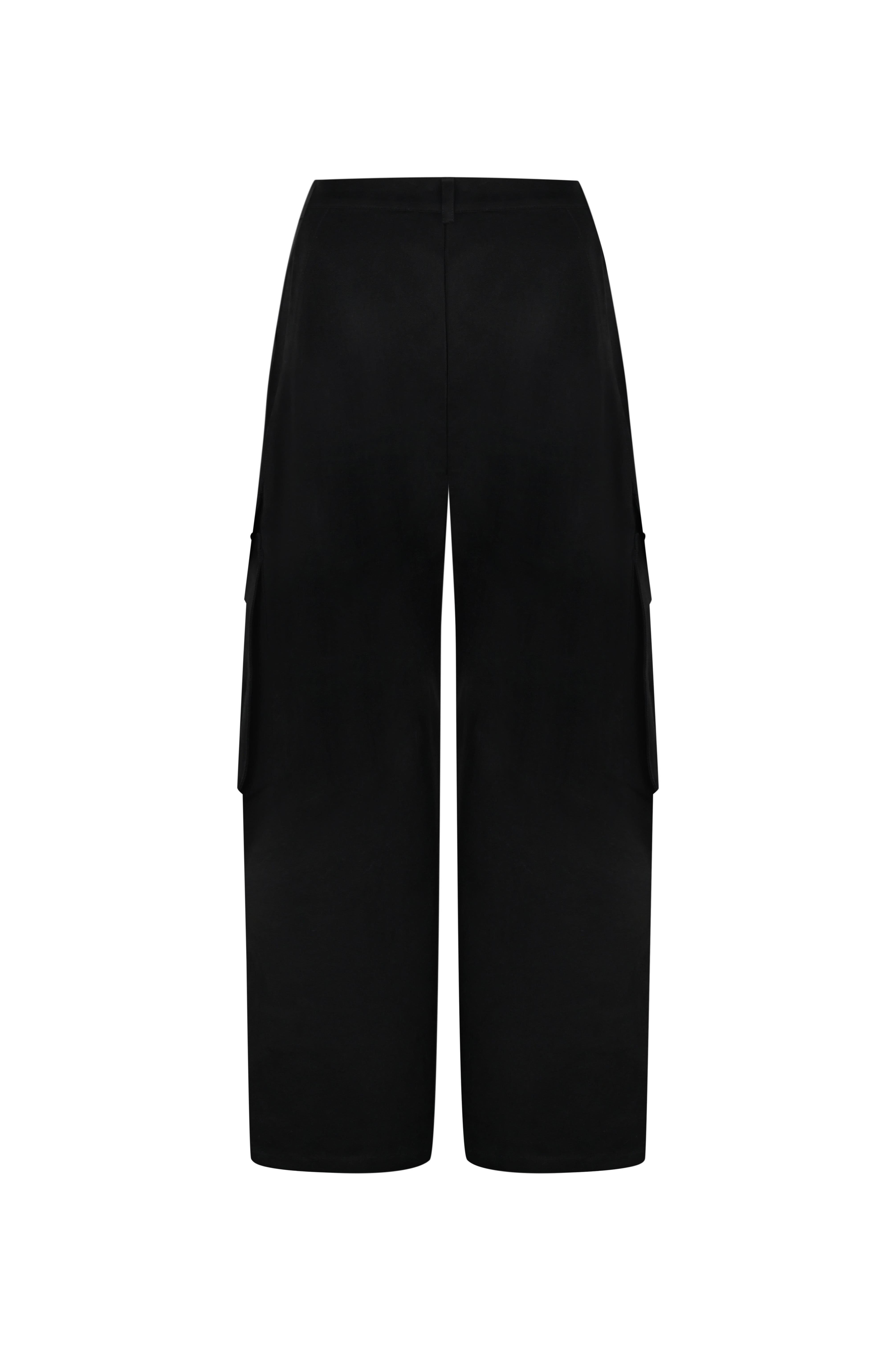 Siyah Gabardin Kargo Detaylı Pantolon