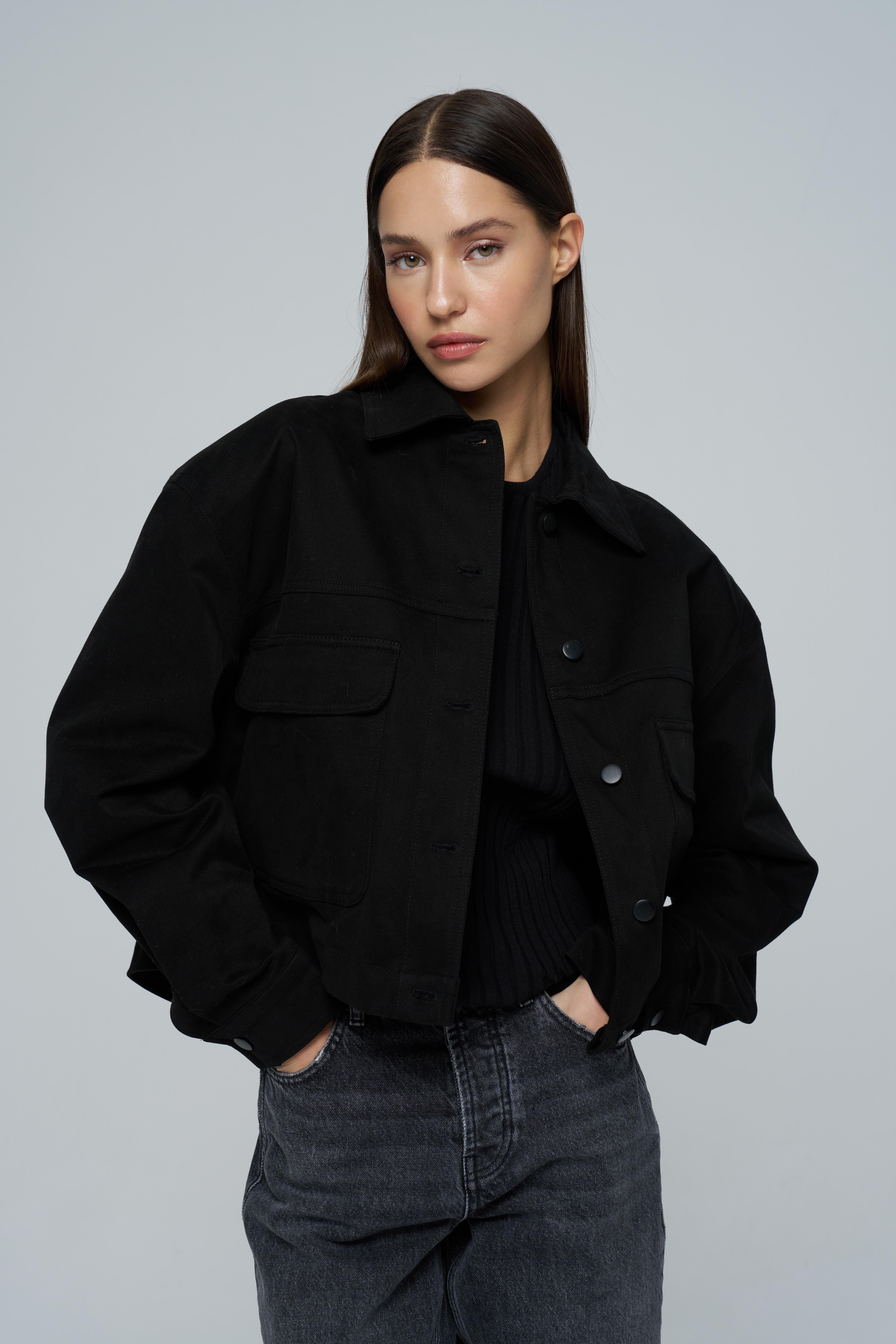 Siyah Gabardin Oversize Ceket