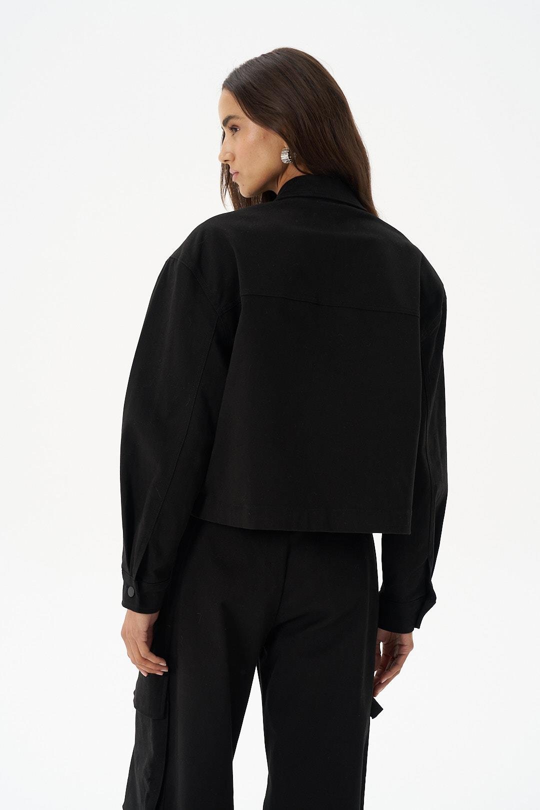 Siyah Gabardin Oversize Ceket