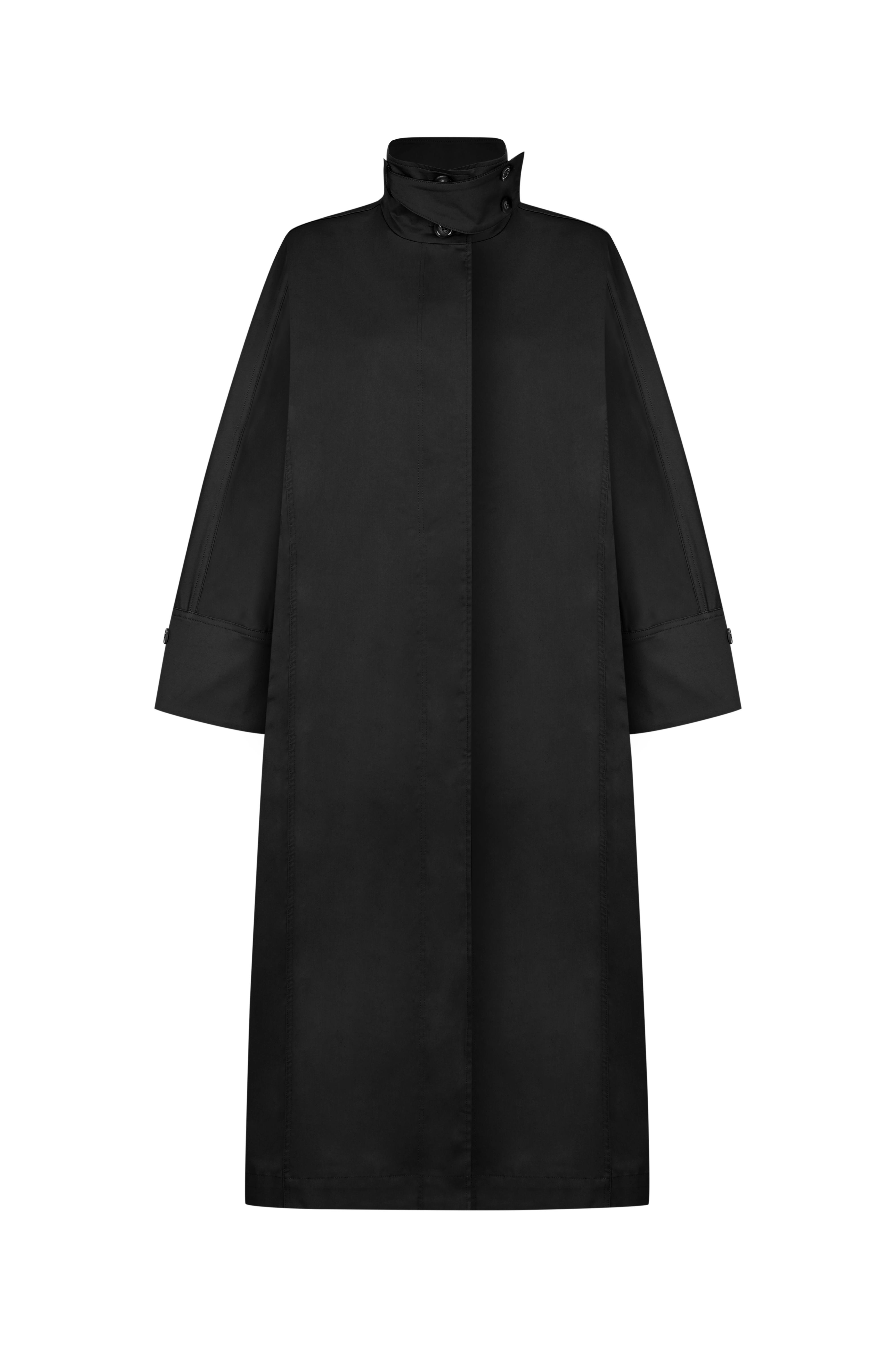 Siyah Gabardin Oversize Trenchcoat