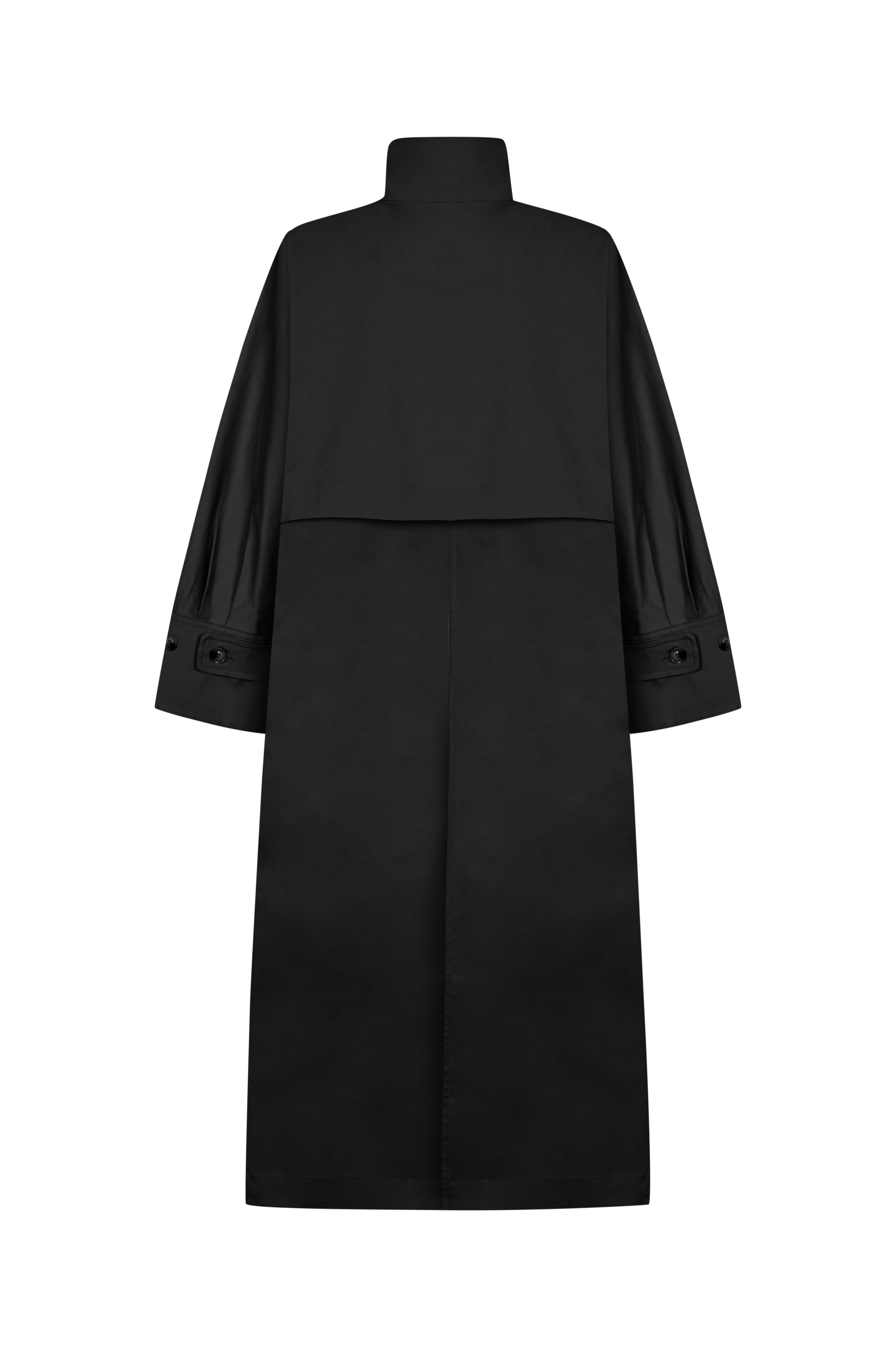 Siyah Gabardin Oversize Trenchcoat