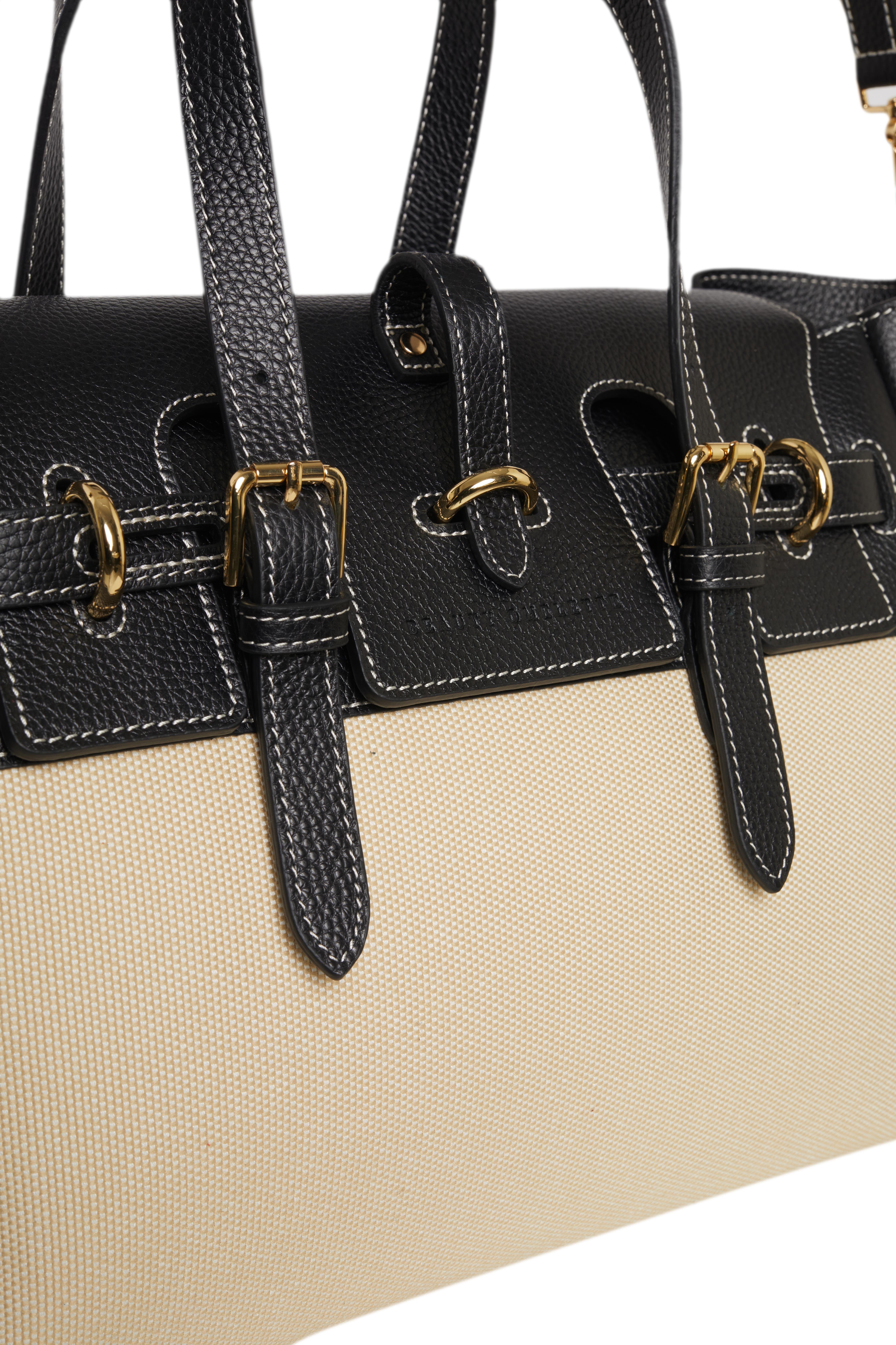 Siyah Gabrielle Kanvas Large Bag Gold