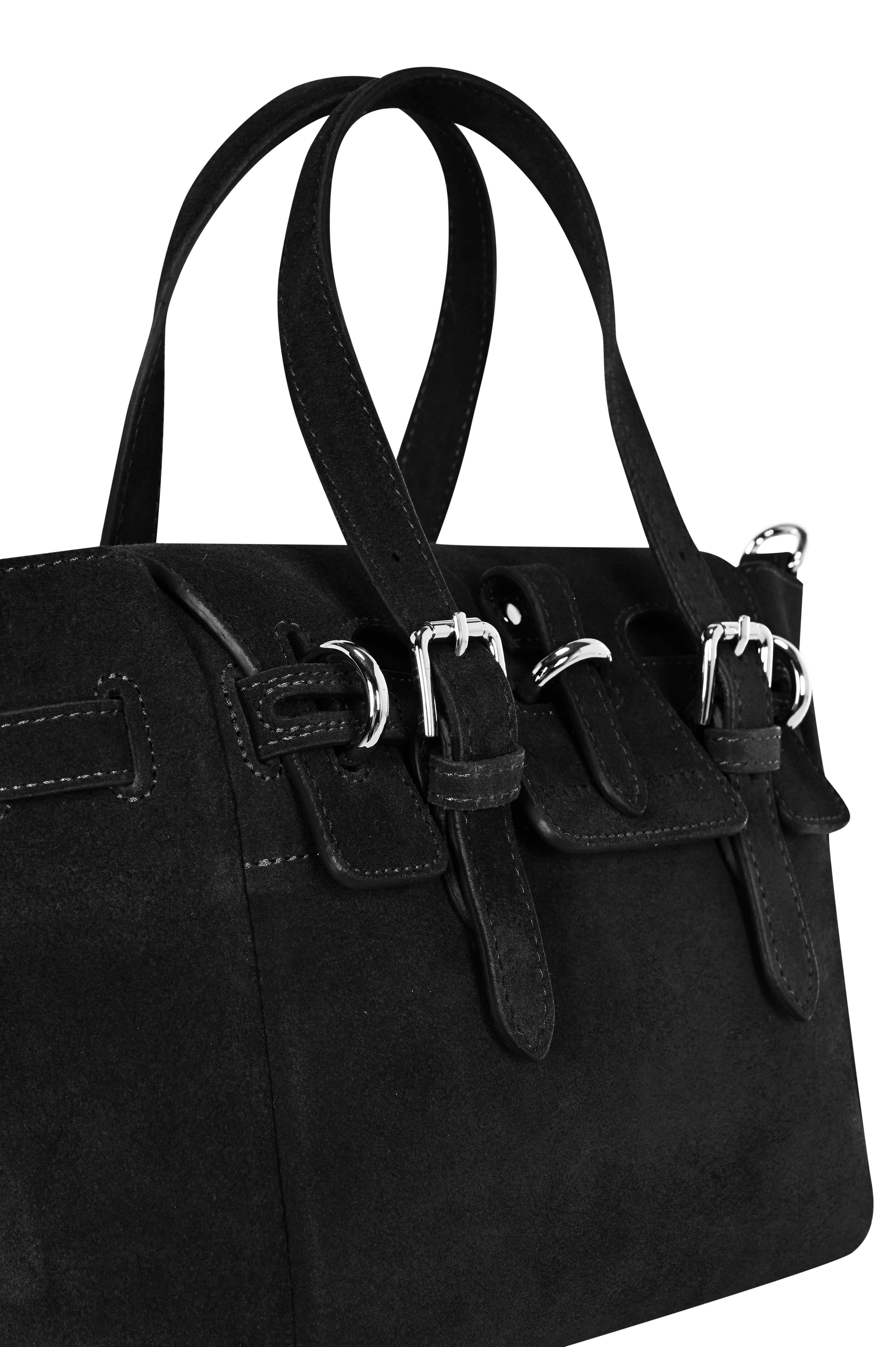 Siyah Gabrielle Süet Mini Bag Silver