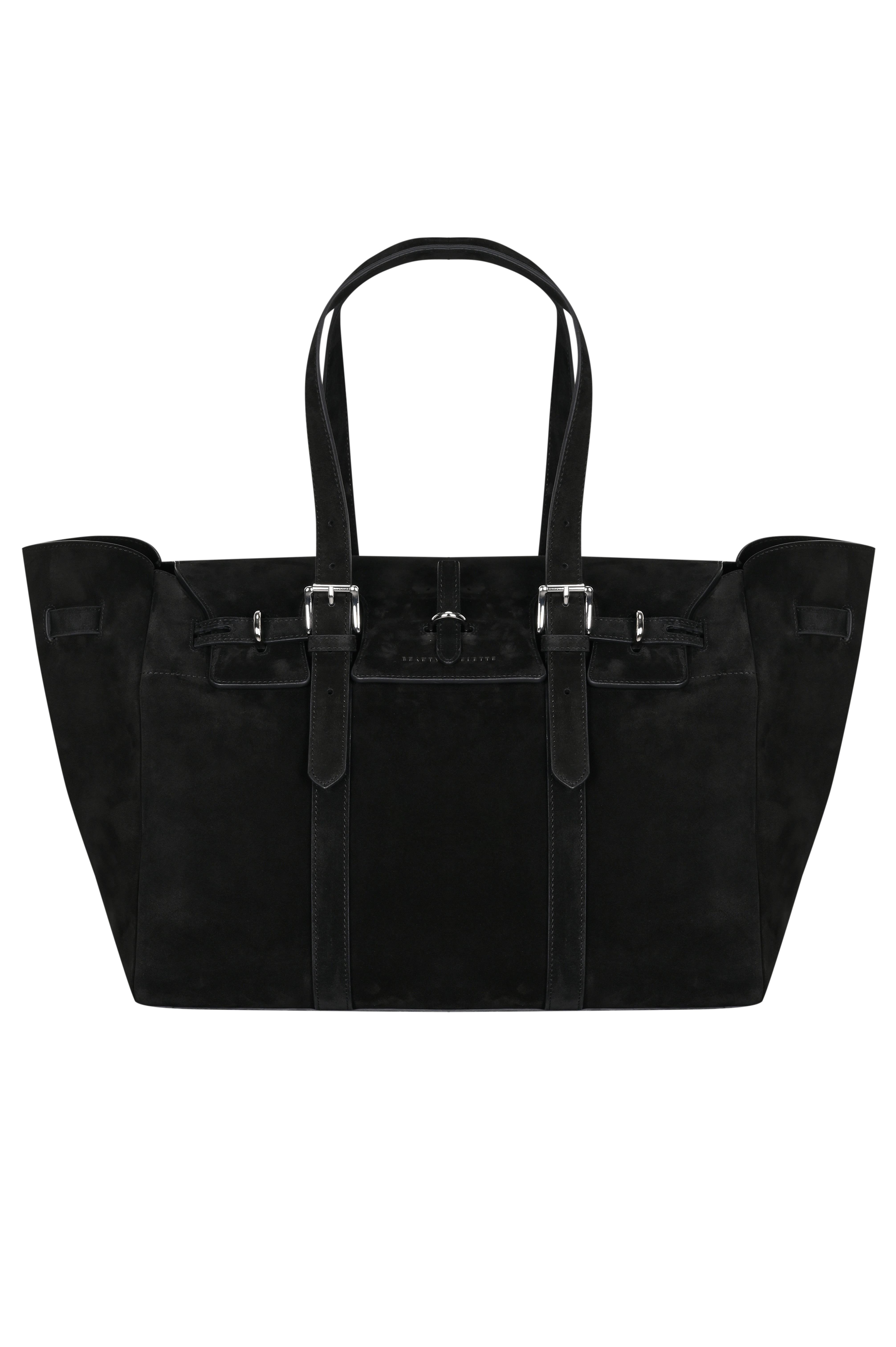 Siyah Gabrielle Süet Travel Bag Silver
