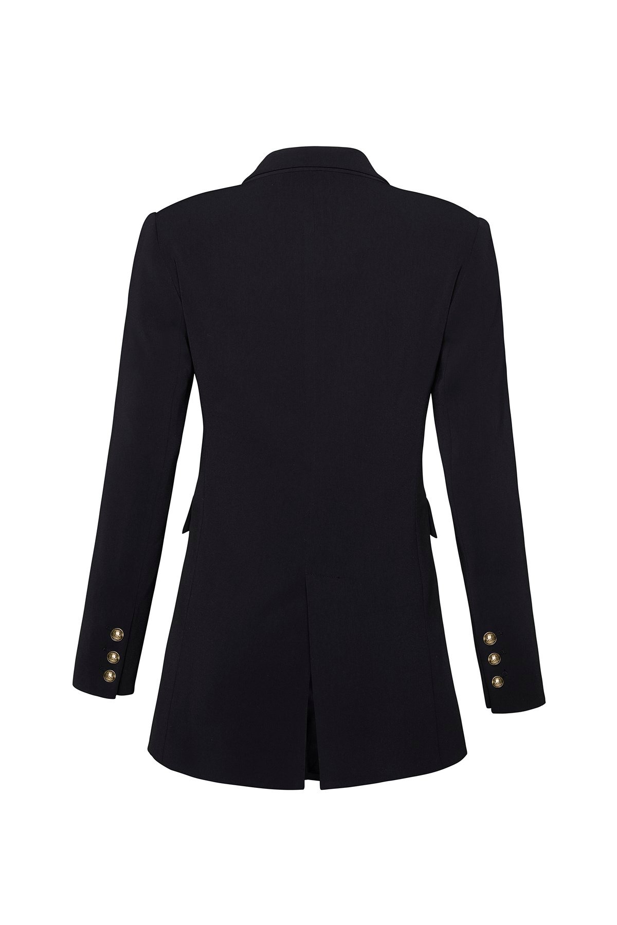 Siyah Gold Düğmeli Kruvaze Blazer