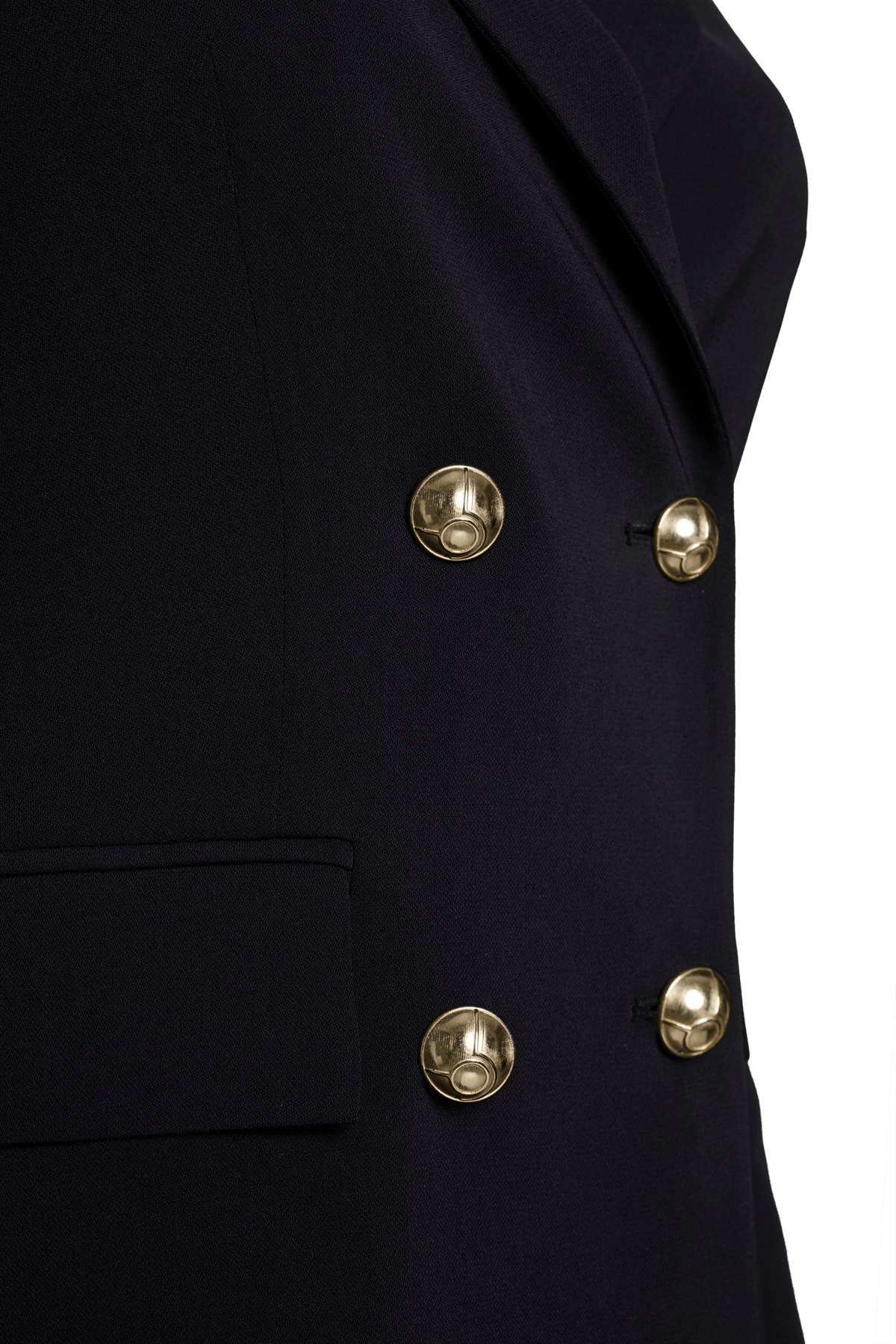 Siyah Gold Düğmeli Kruvaze Blazer