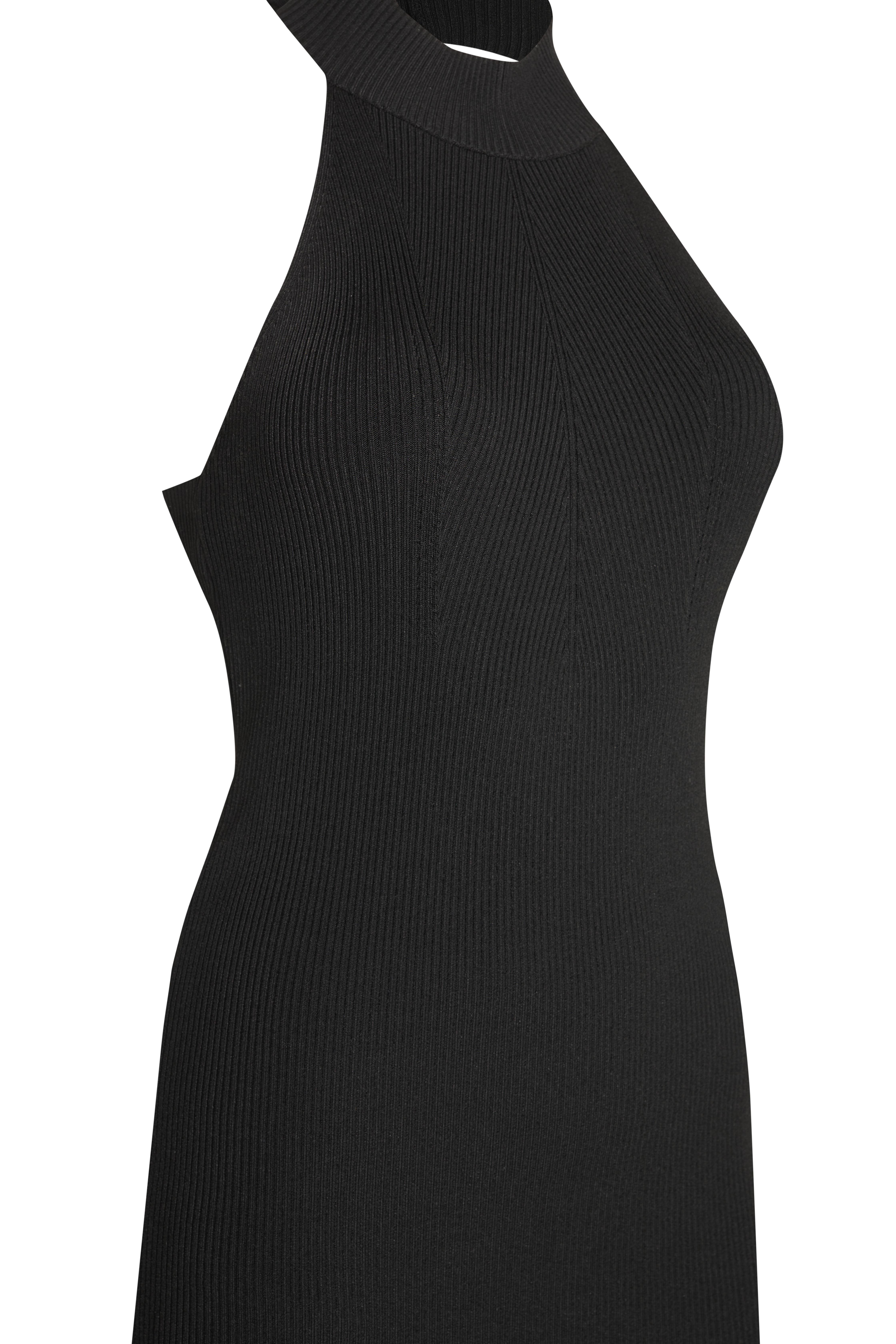 Siyah Halter Yaka Triko Elbise