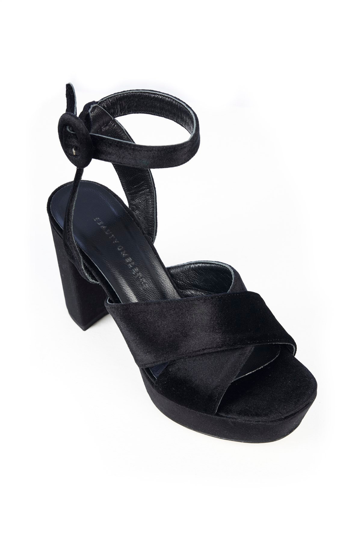 Siyah Kadife Naomi Platform