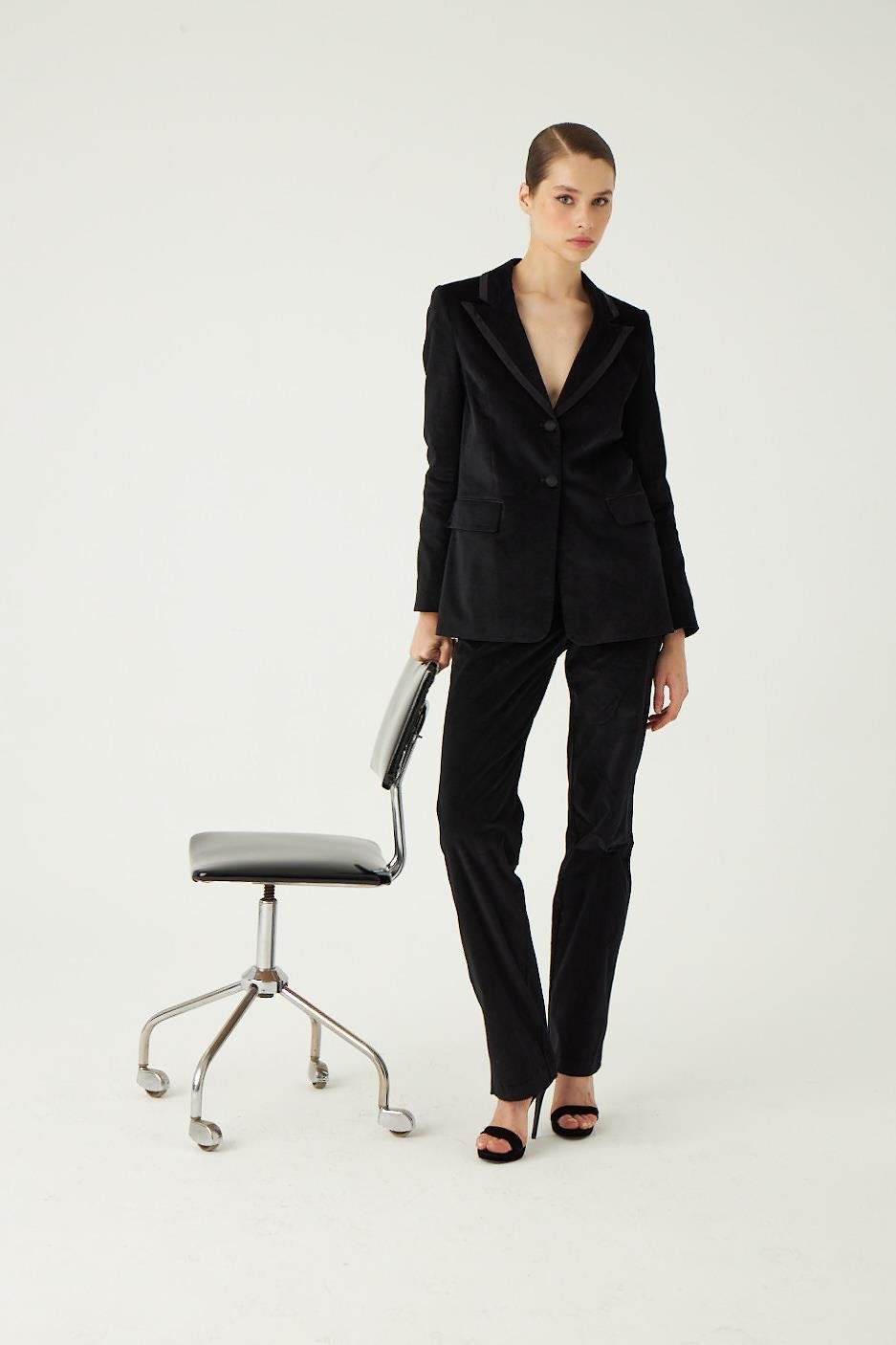 Siyah Kadife Takım Pantolon - Exclusive Collection