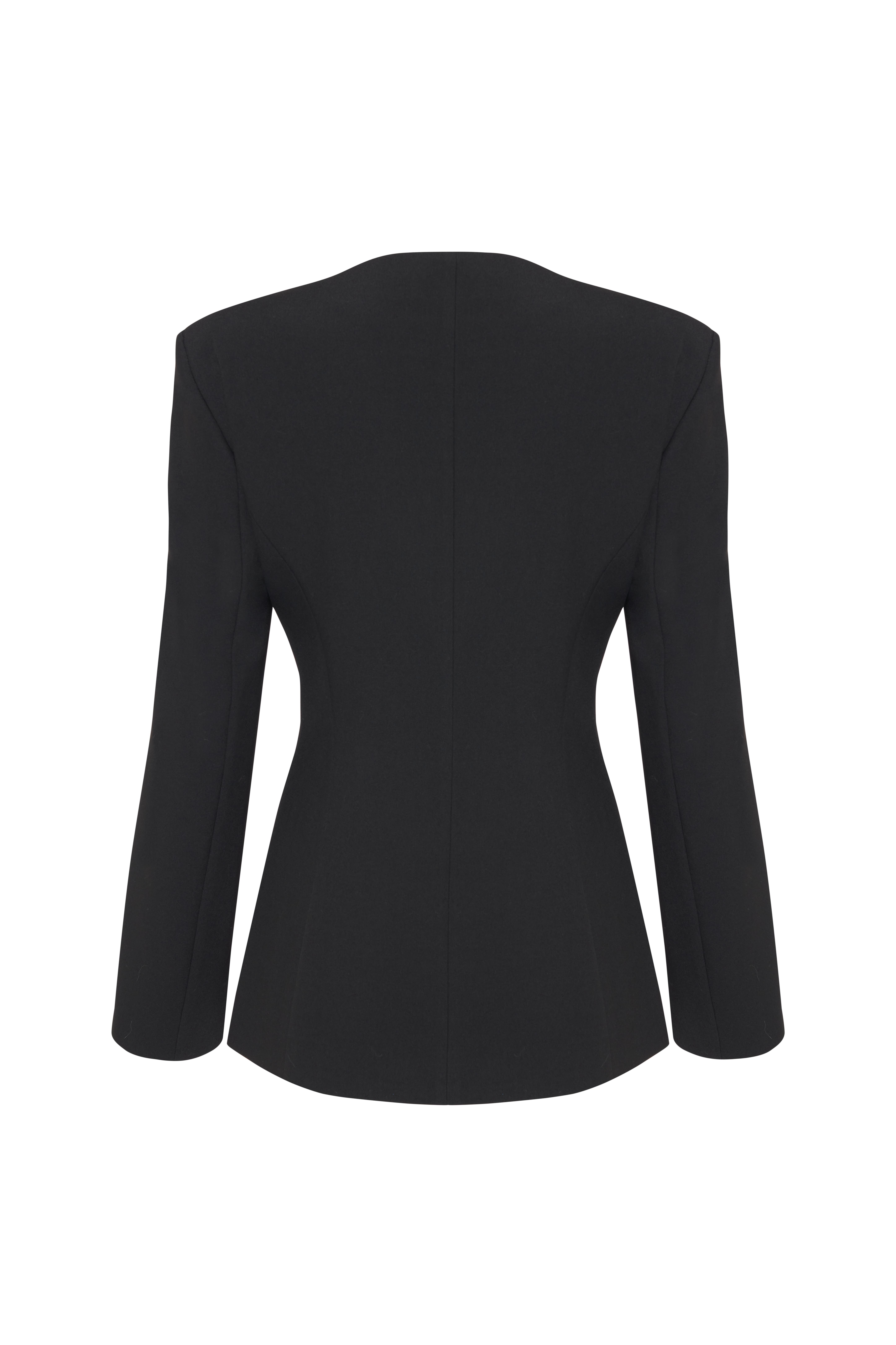 Siyah Kalp Yaka Ceket