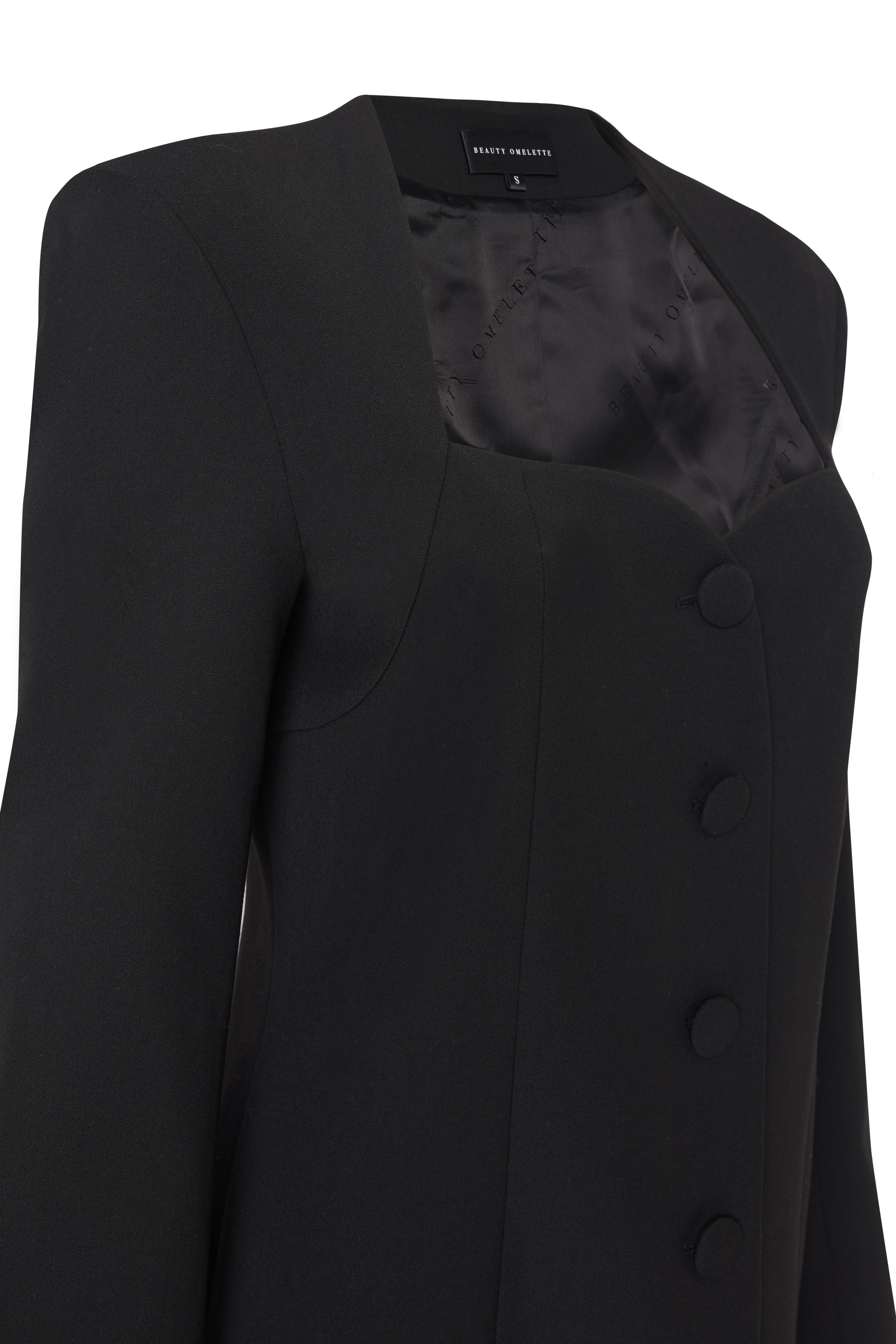 Siyah Kalp Yaka Ceket