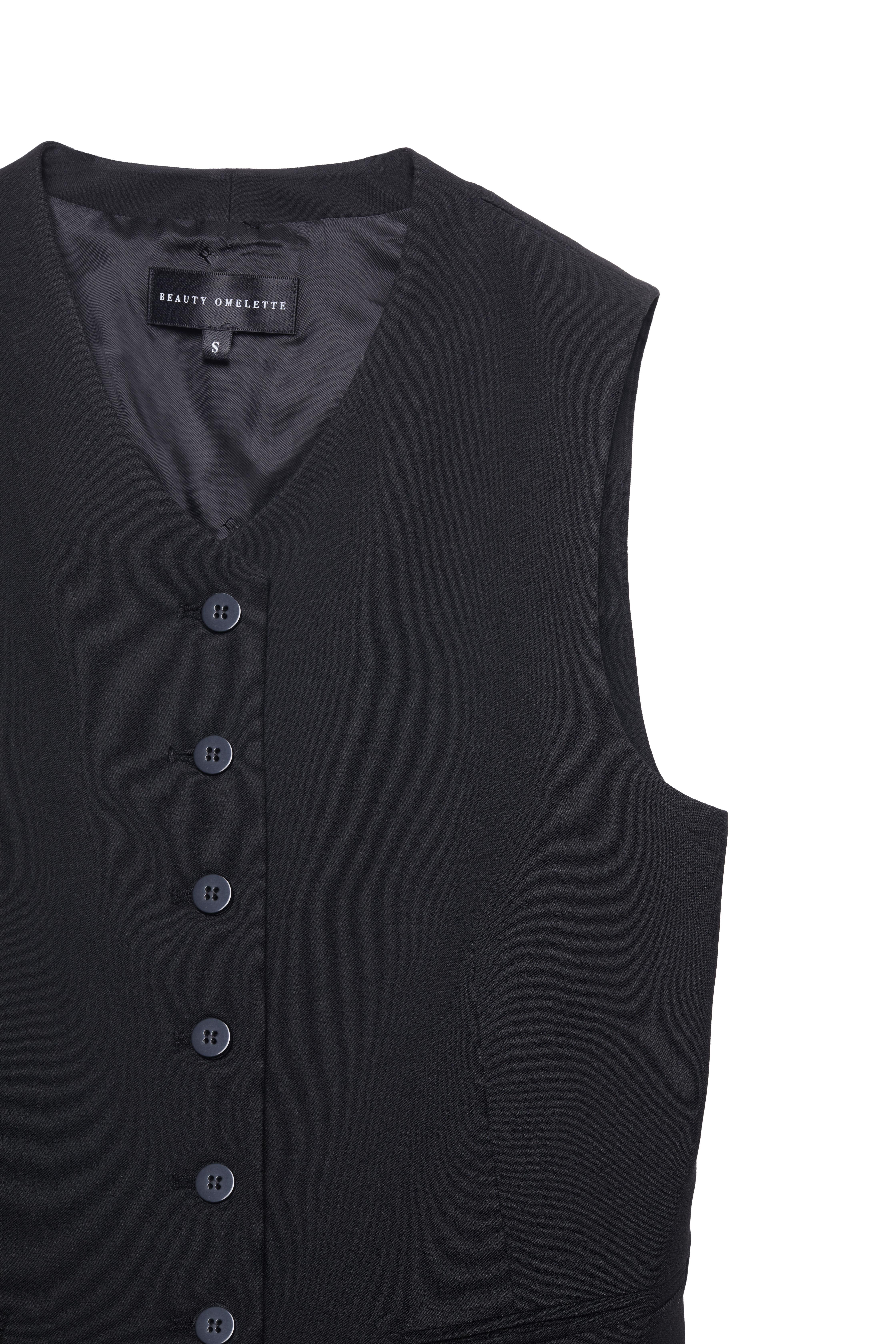 Siyah Kapalı Yaka Yelek