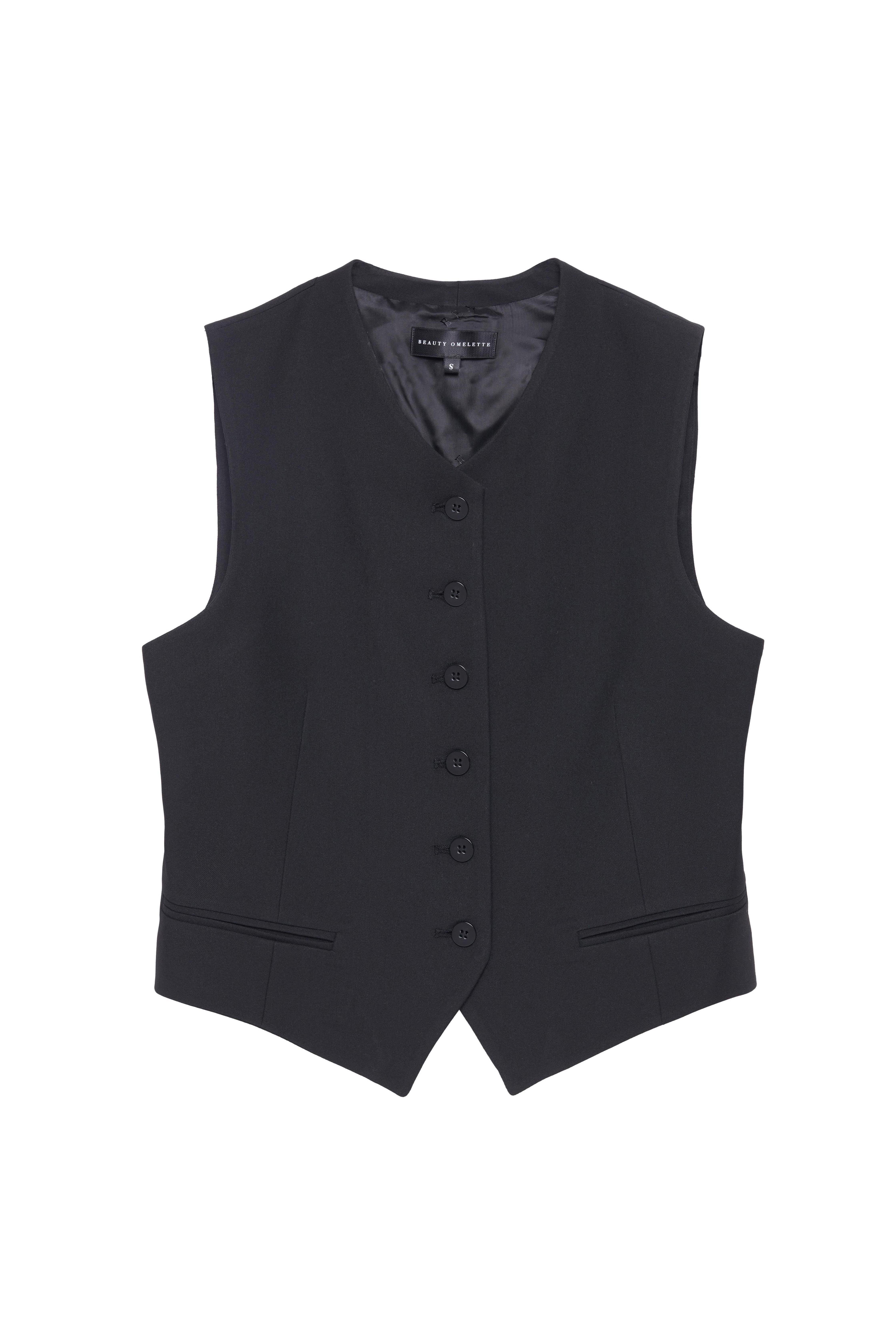 Siyah Kapalı Yaka Yelek