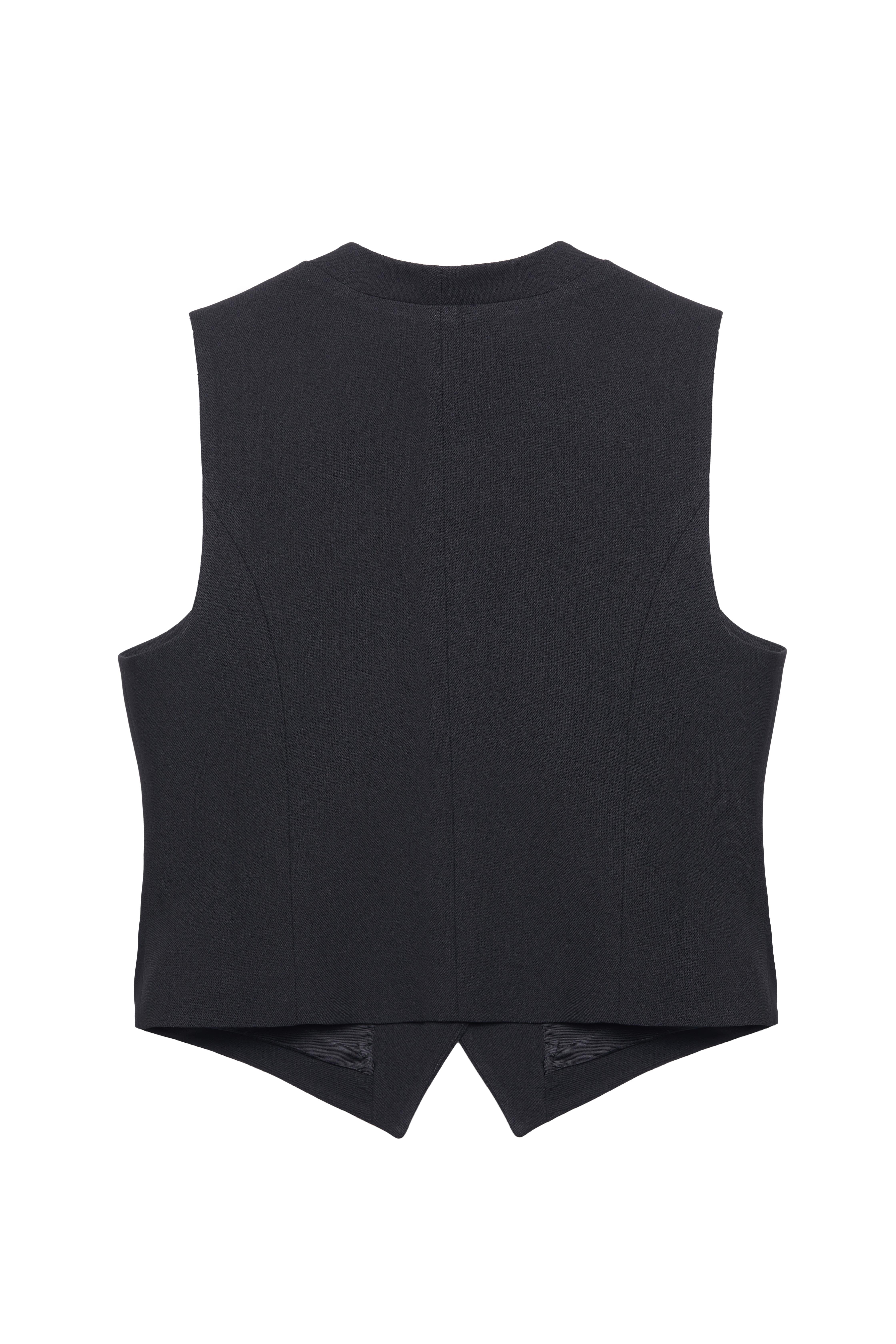 Siyah Kapalı Yaka Yelek