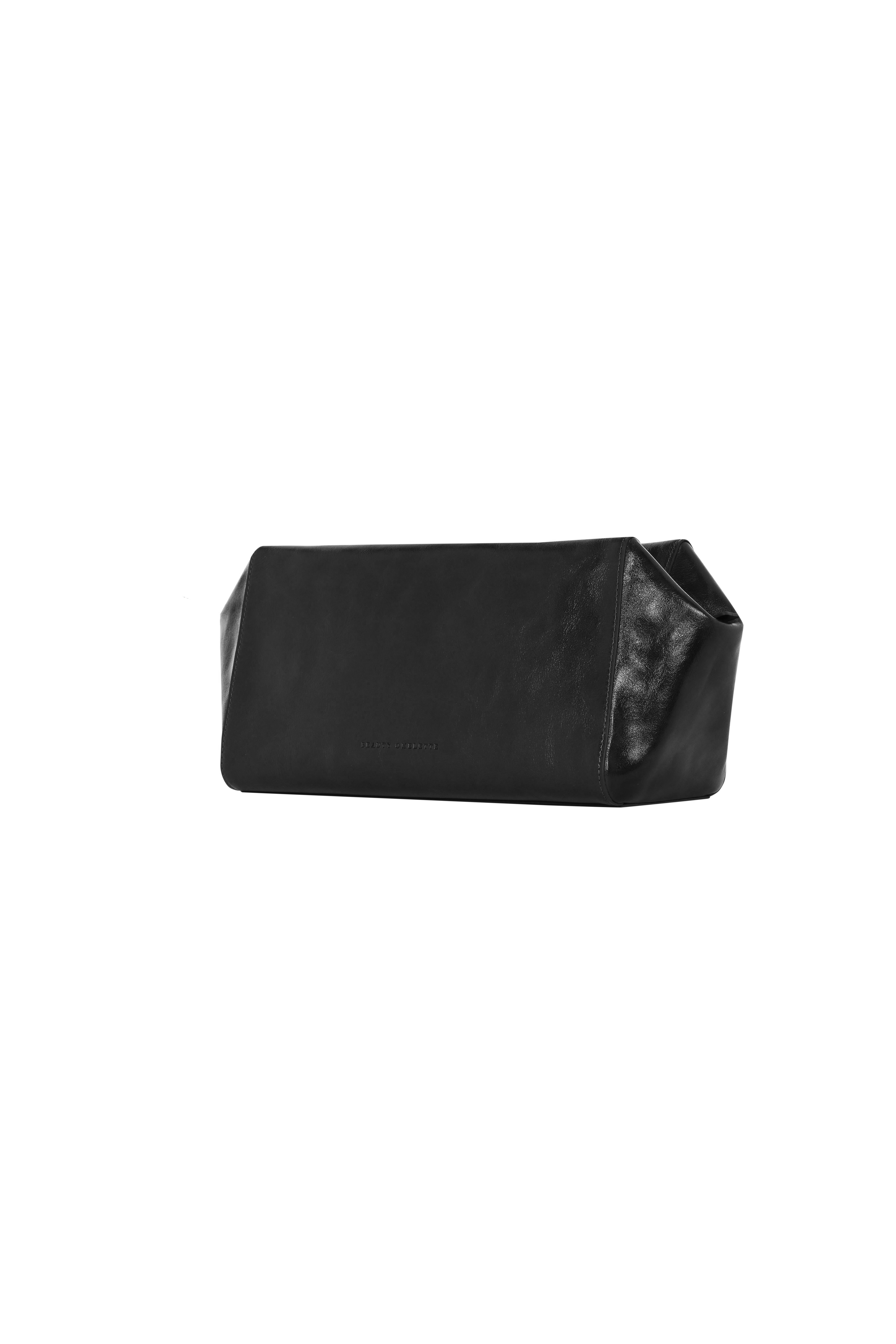 Siyah Kırık Efektli Deri Oxford Clutch