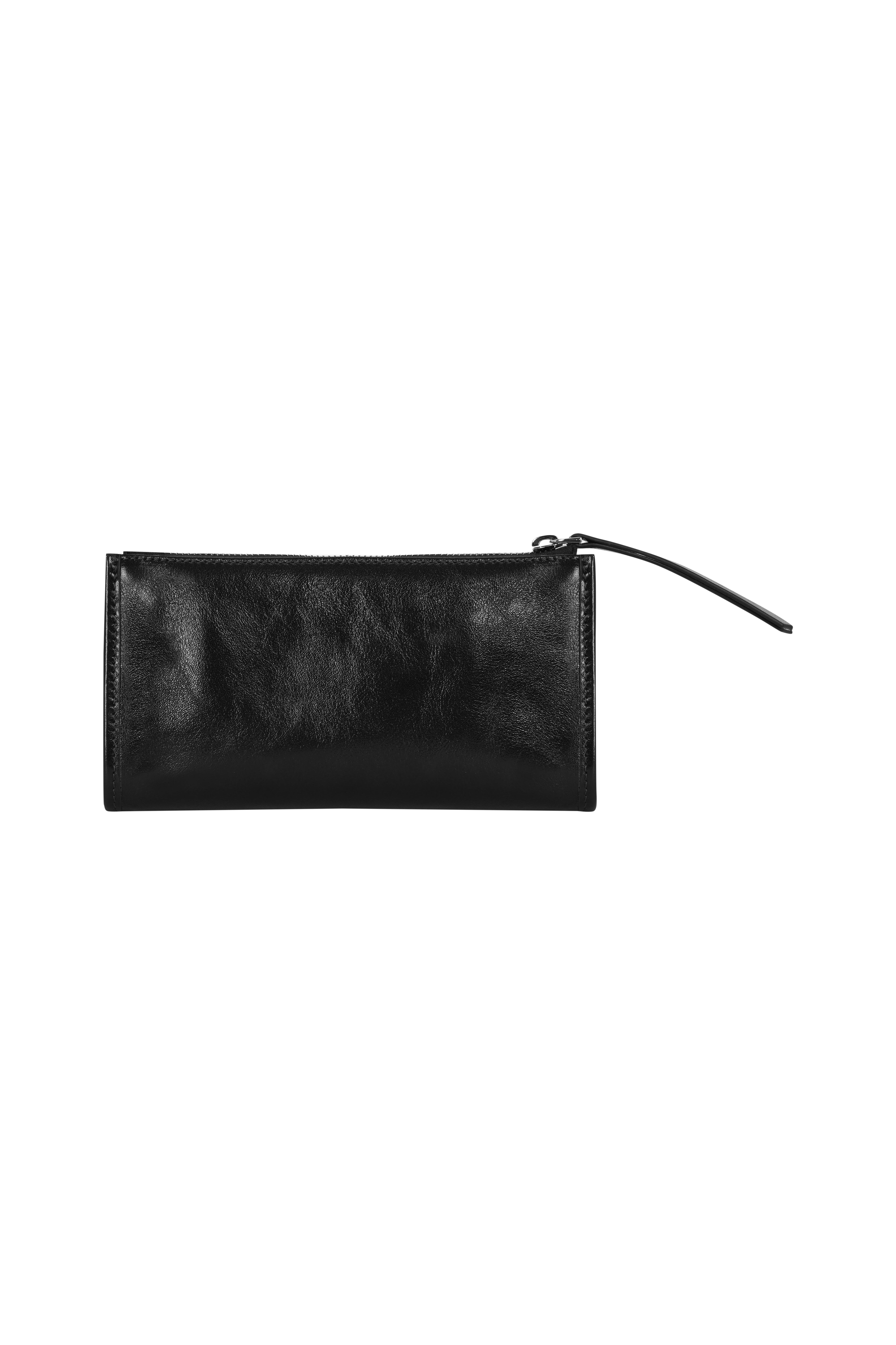Siyah Kırık Efektli Deri Wallet Clutch