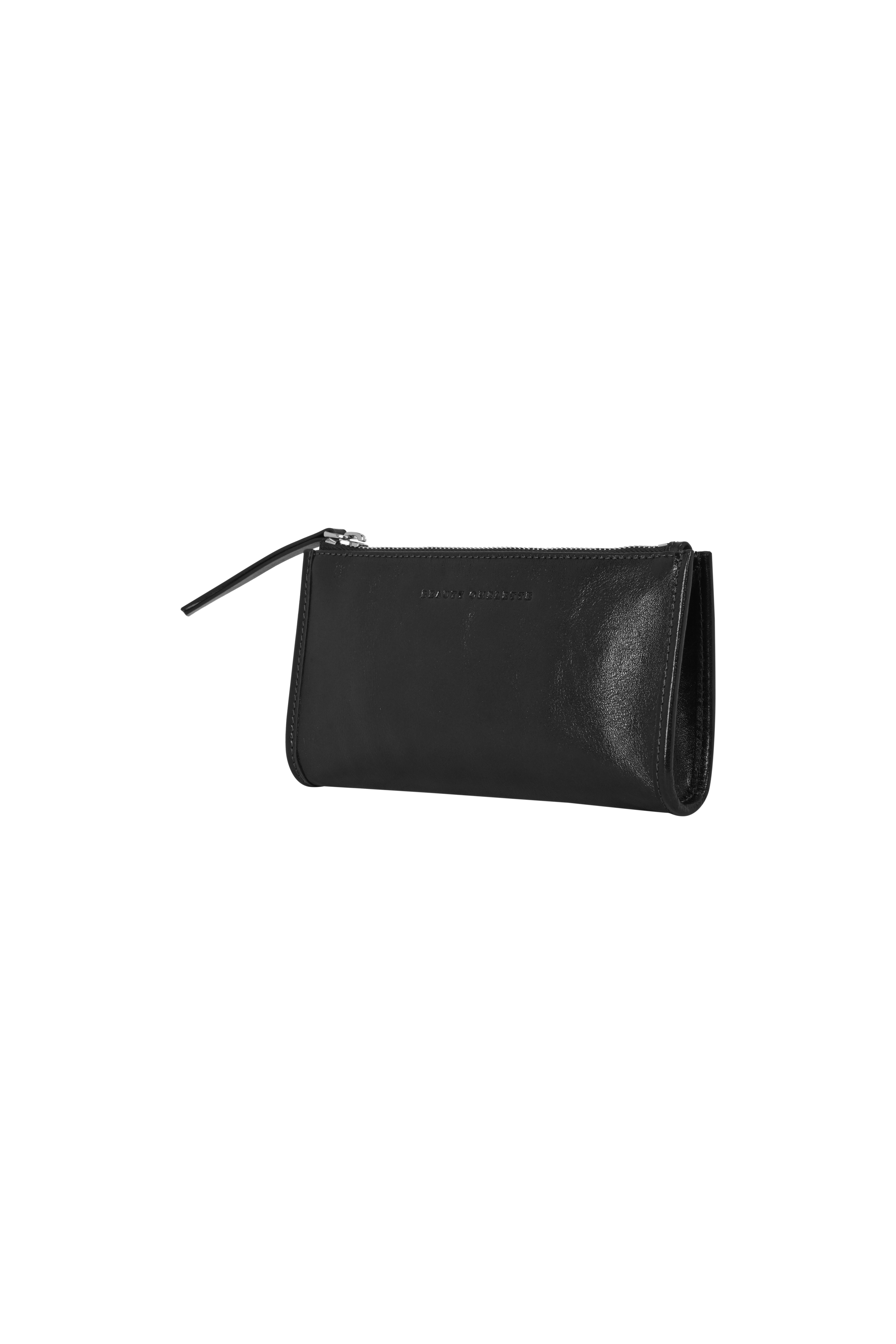 Siyah Kırık Efektli Deri Wallet Clutch