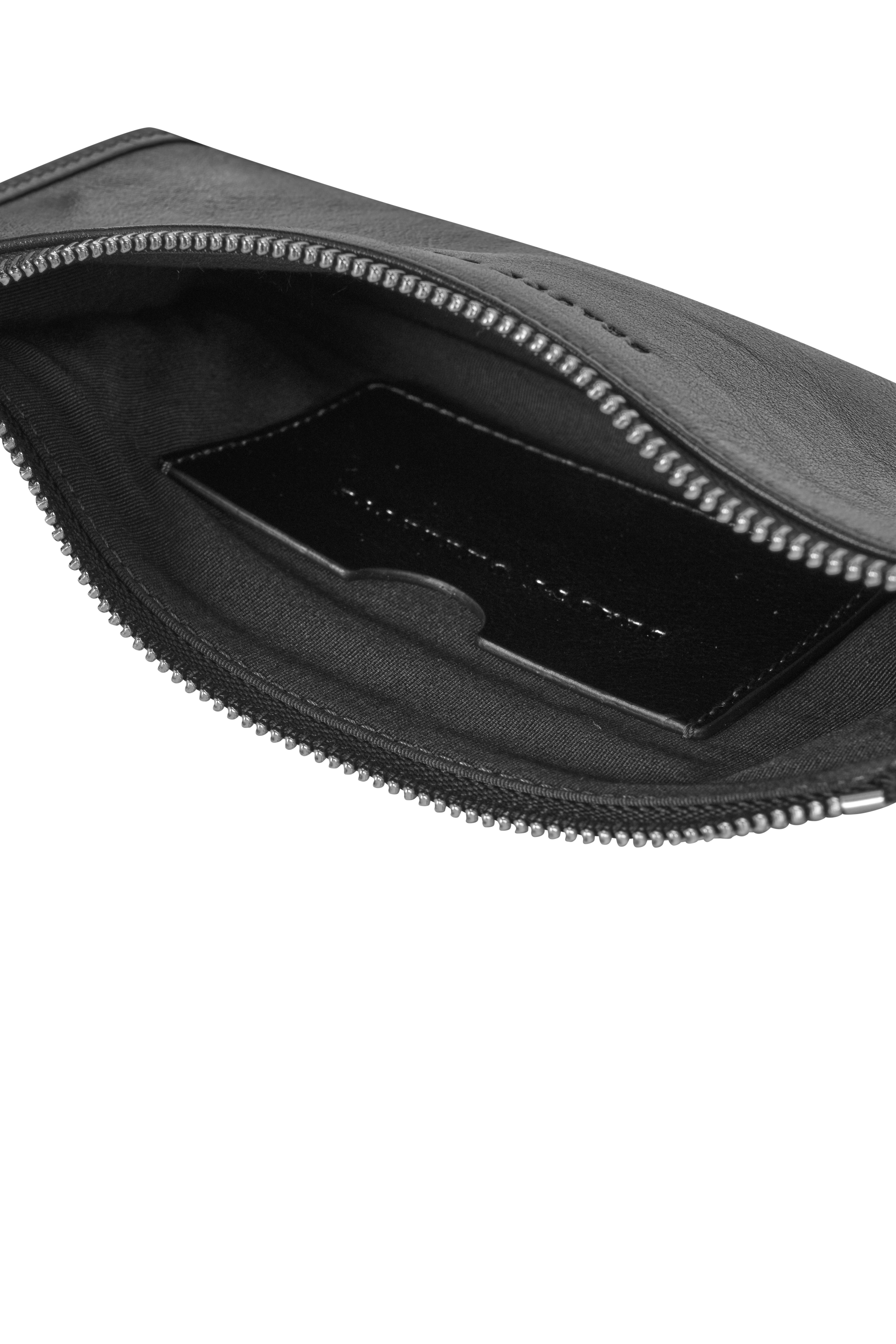 Siyah Kırık Efektli Deri Wallet Clutch