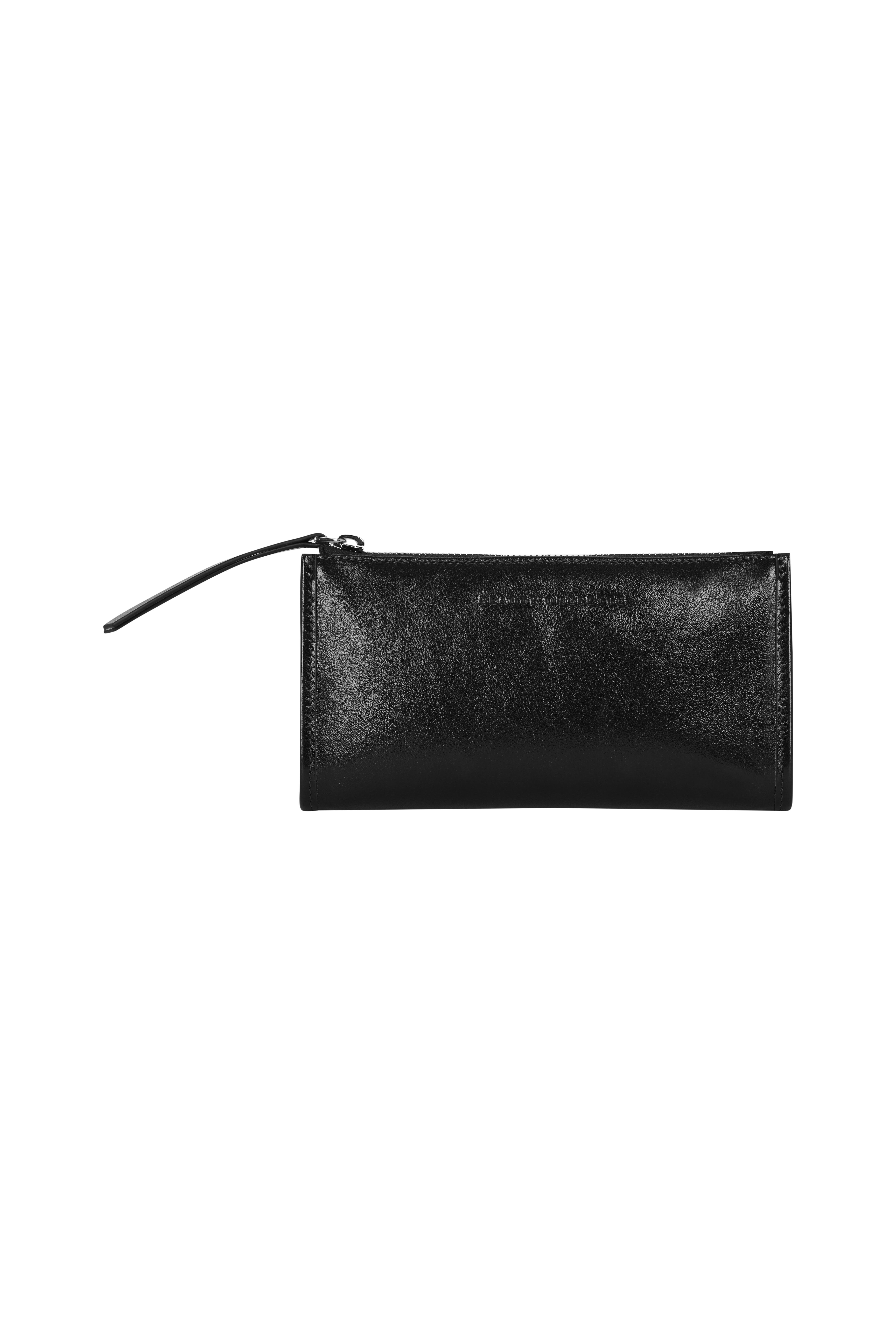 Siyah Kırık Efektli Deri Wallet Clutch