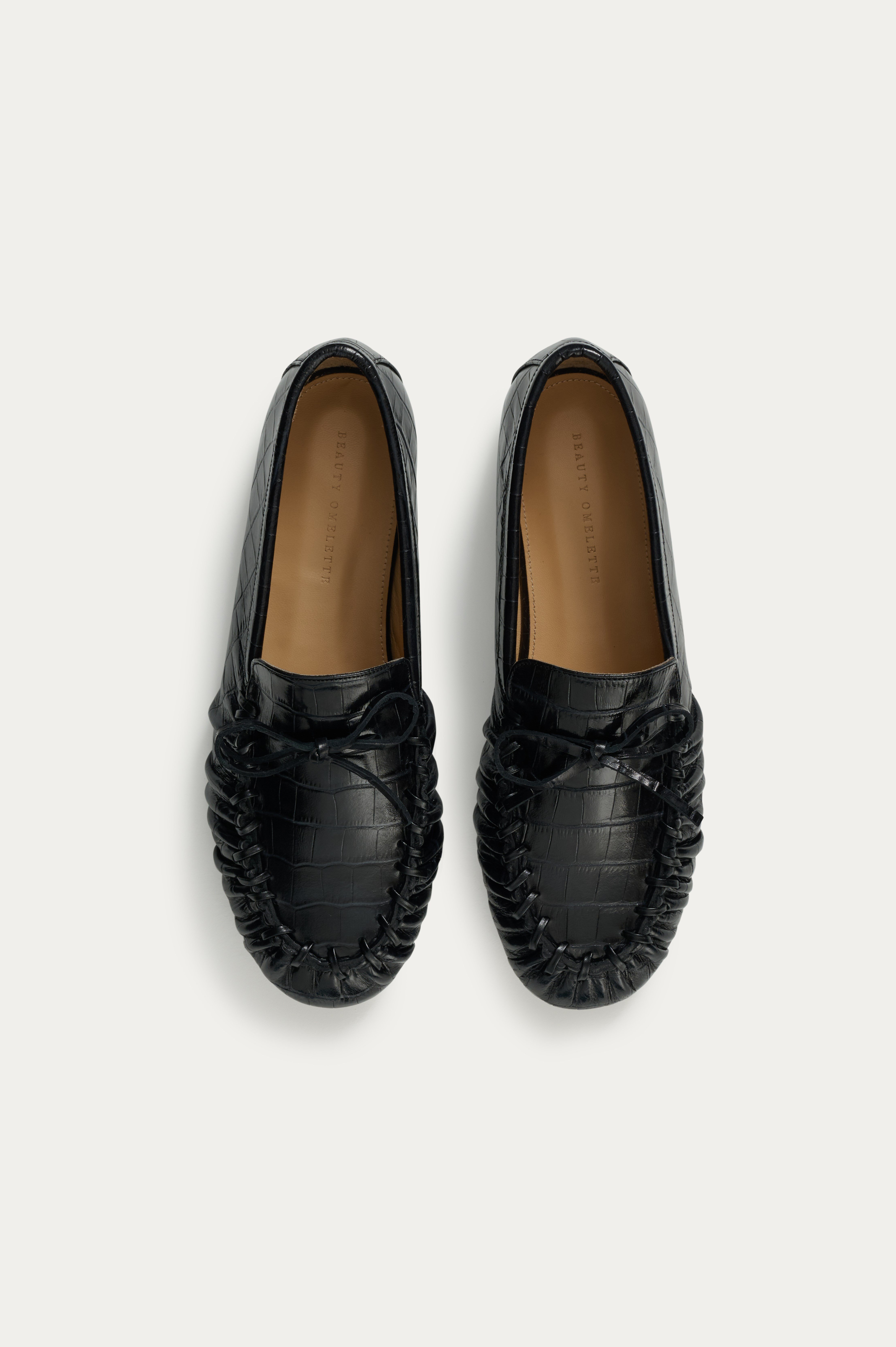 Siyah Klasik Kroko Deri Loafer