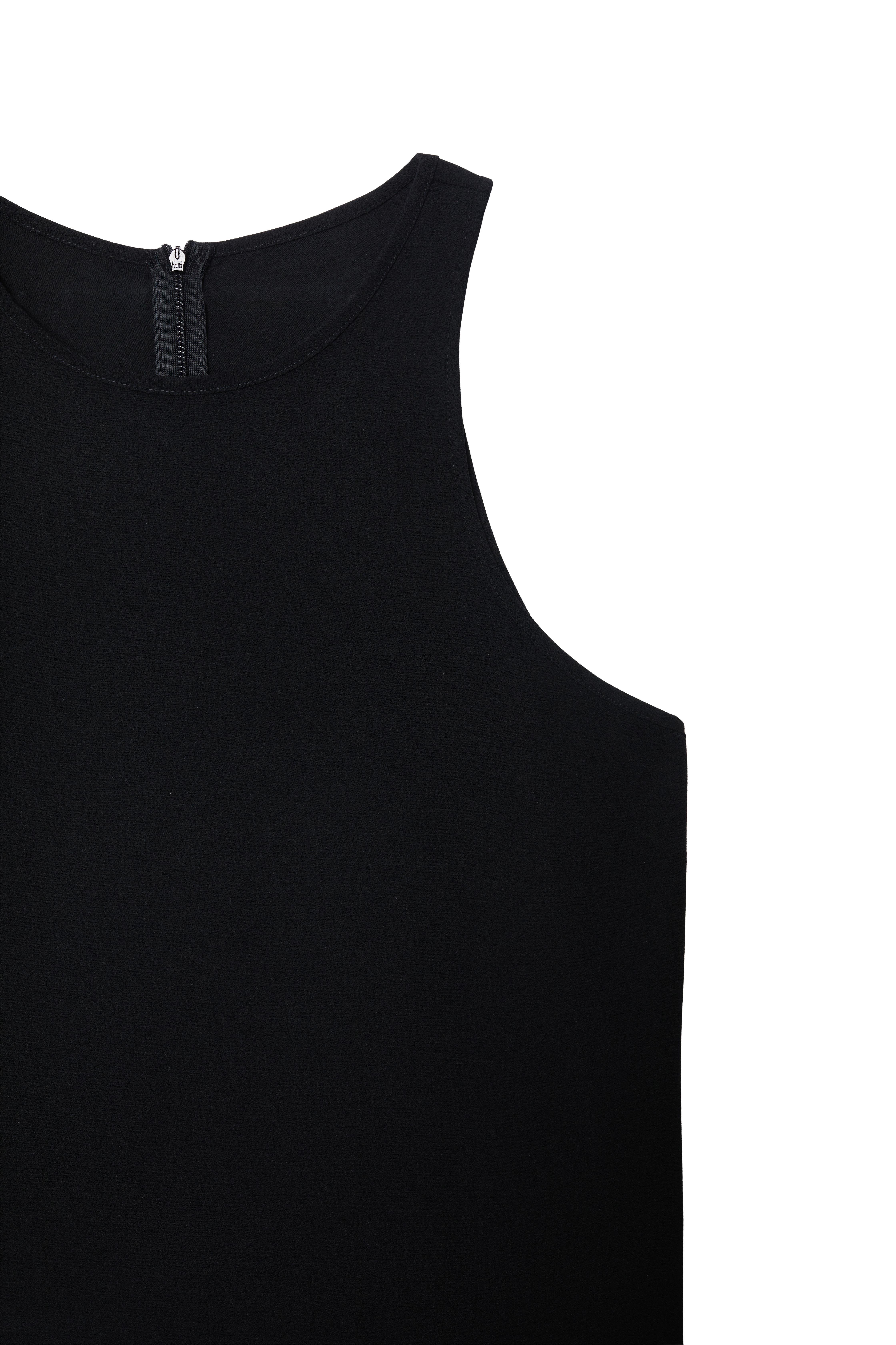 Siyah Kolsuz Krep Bluz